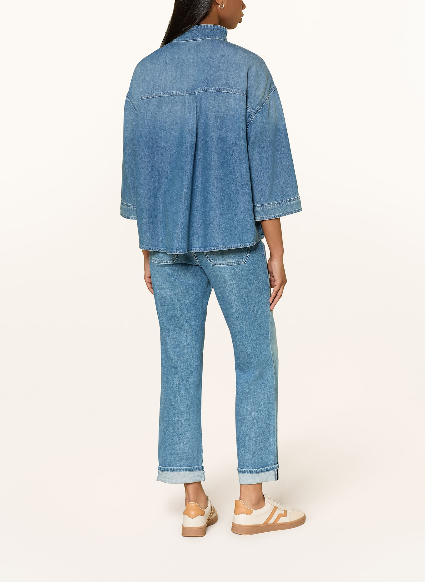 MARC CAIN Denim blouse with 3/4 sleeves: 353 blue denim