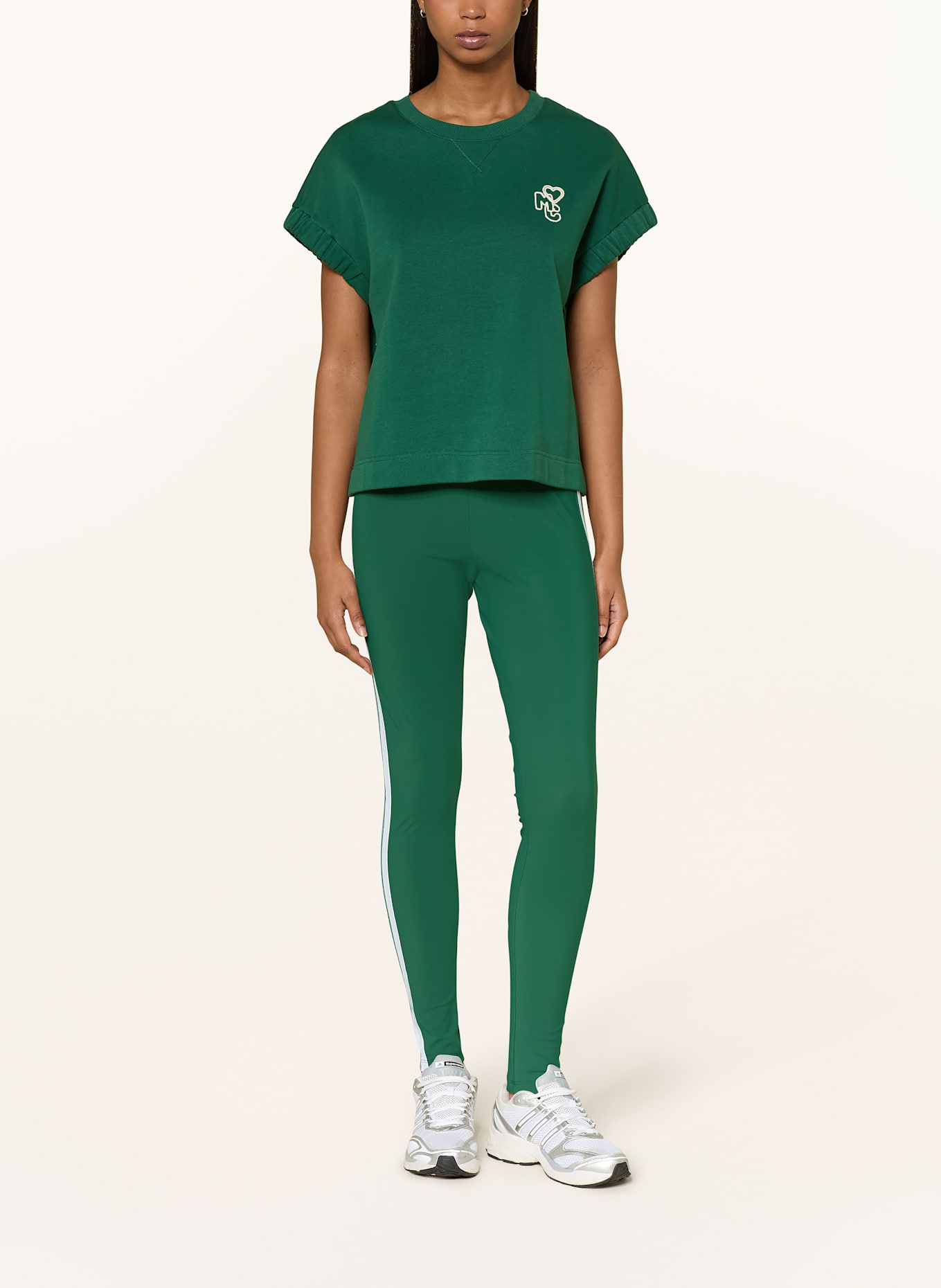 MARC CAIN Legíny s galonovými pruhy: 556 dark jade green