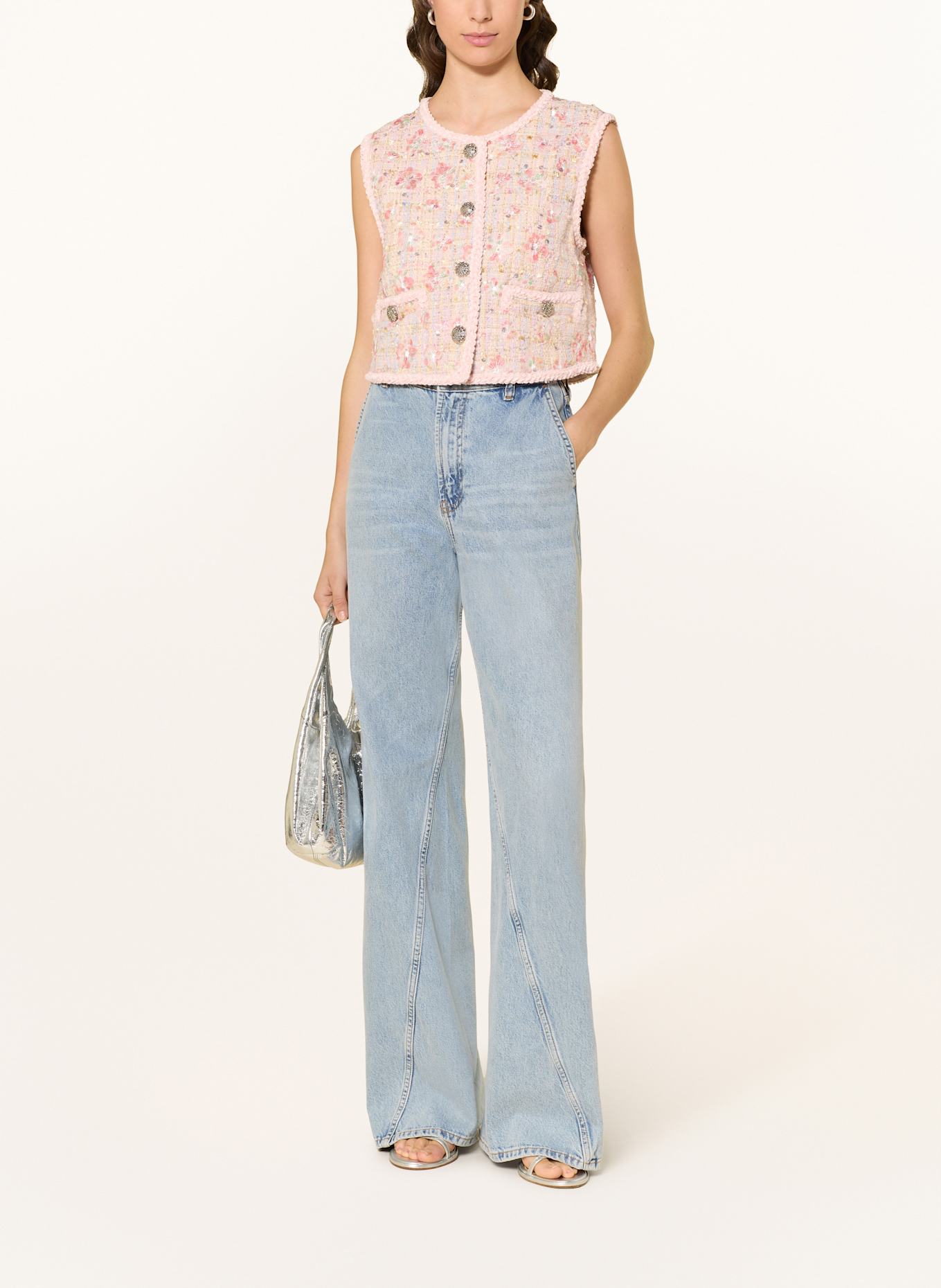 MRS & HUGS Tweed vest with sequins and glitter yarn: ROSE