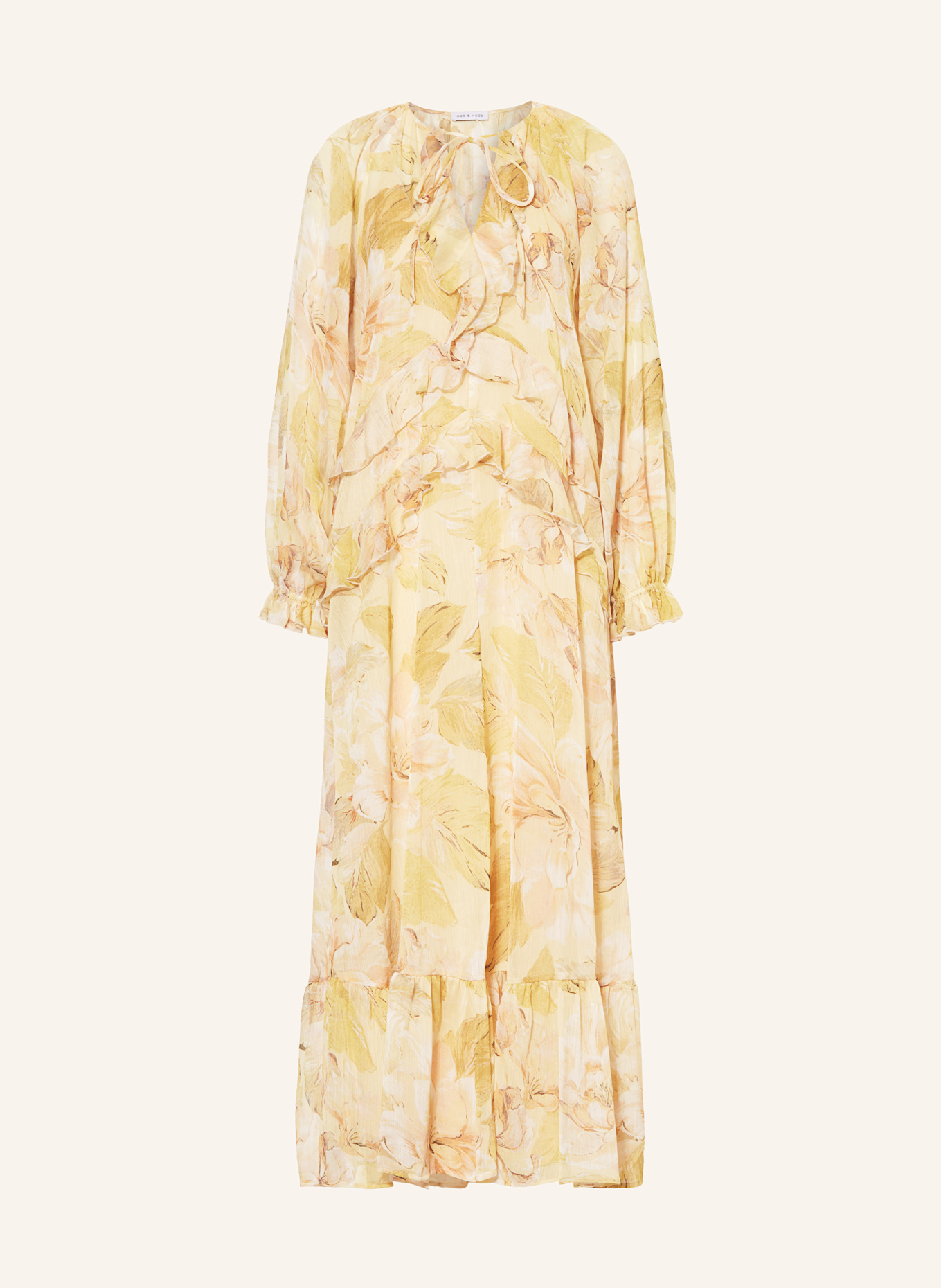 MRS & HUGS Dress with frills: ECRU / NUDE / LIGHT ORANGE