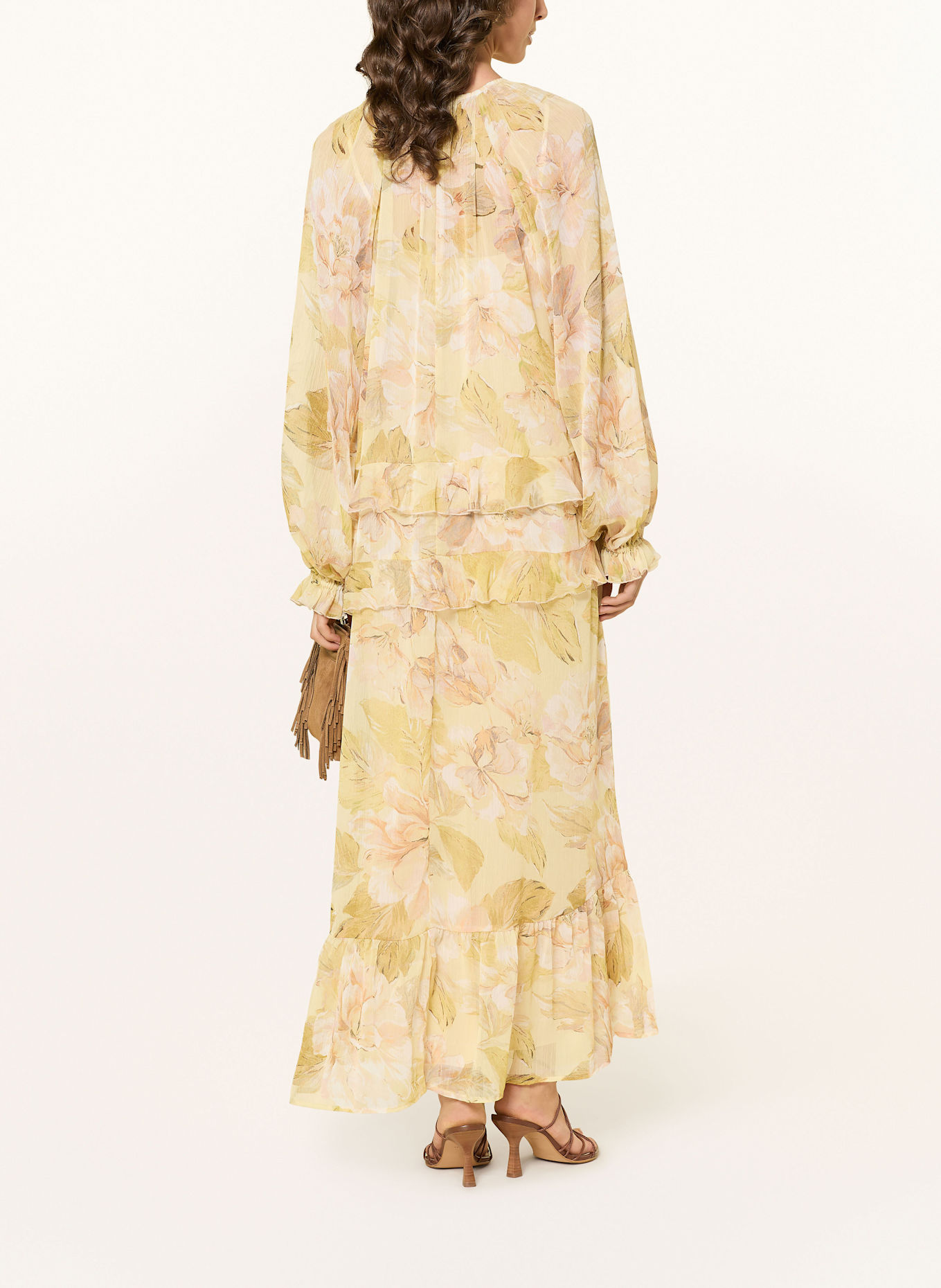 MRS & HUGS Dress with frills: ECRU / NUDE / LIGHT ORANGE