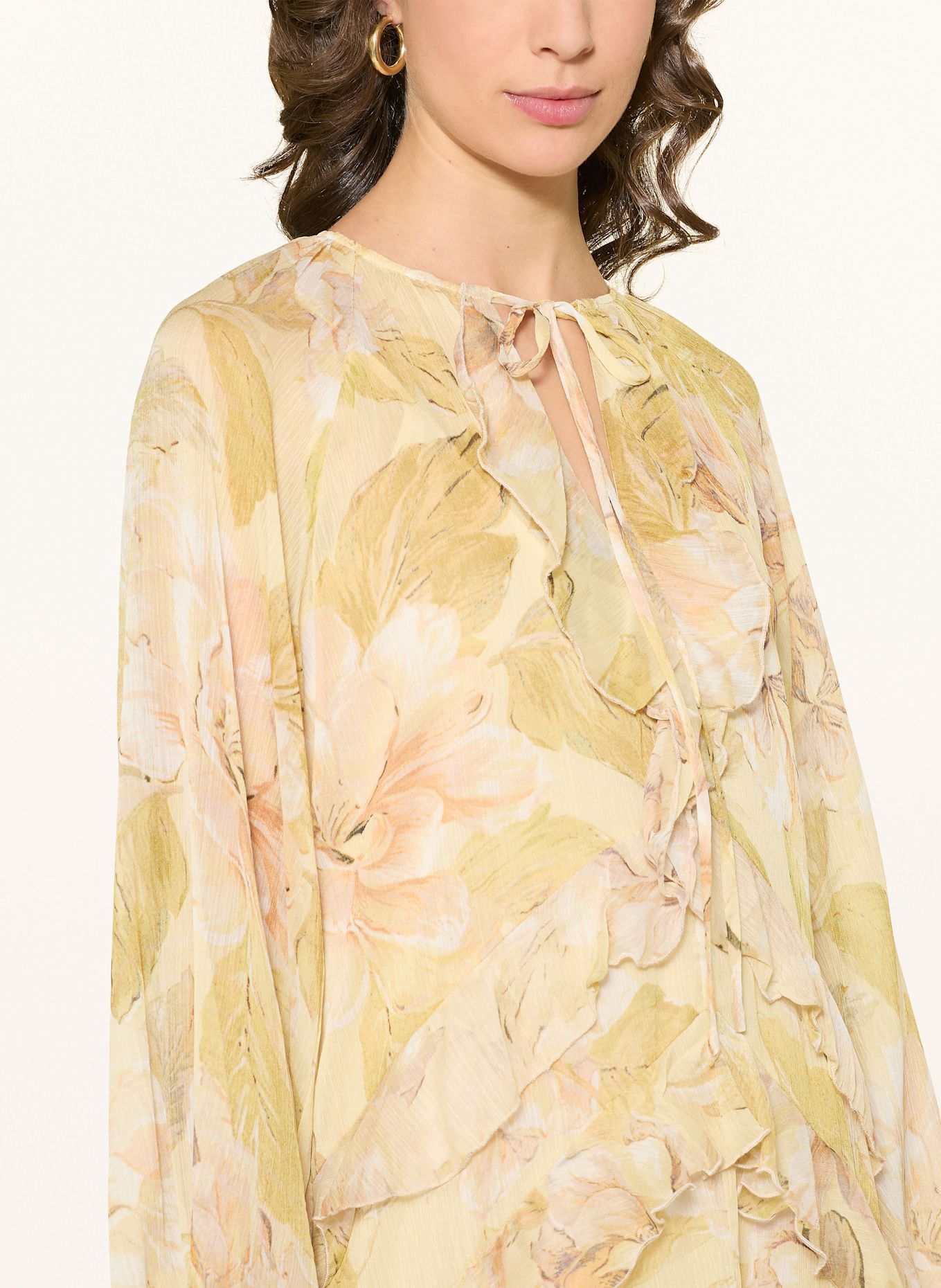 MRS & HUGS Dress with frills: ECRU / NUDE / LIGHT ORANGE