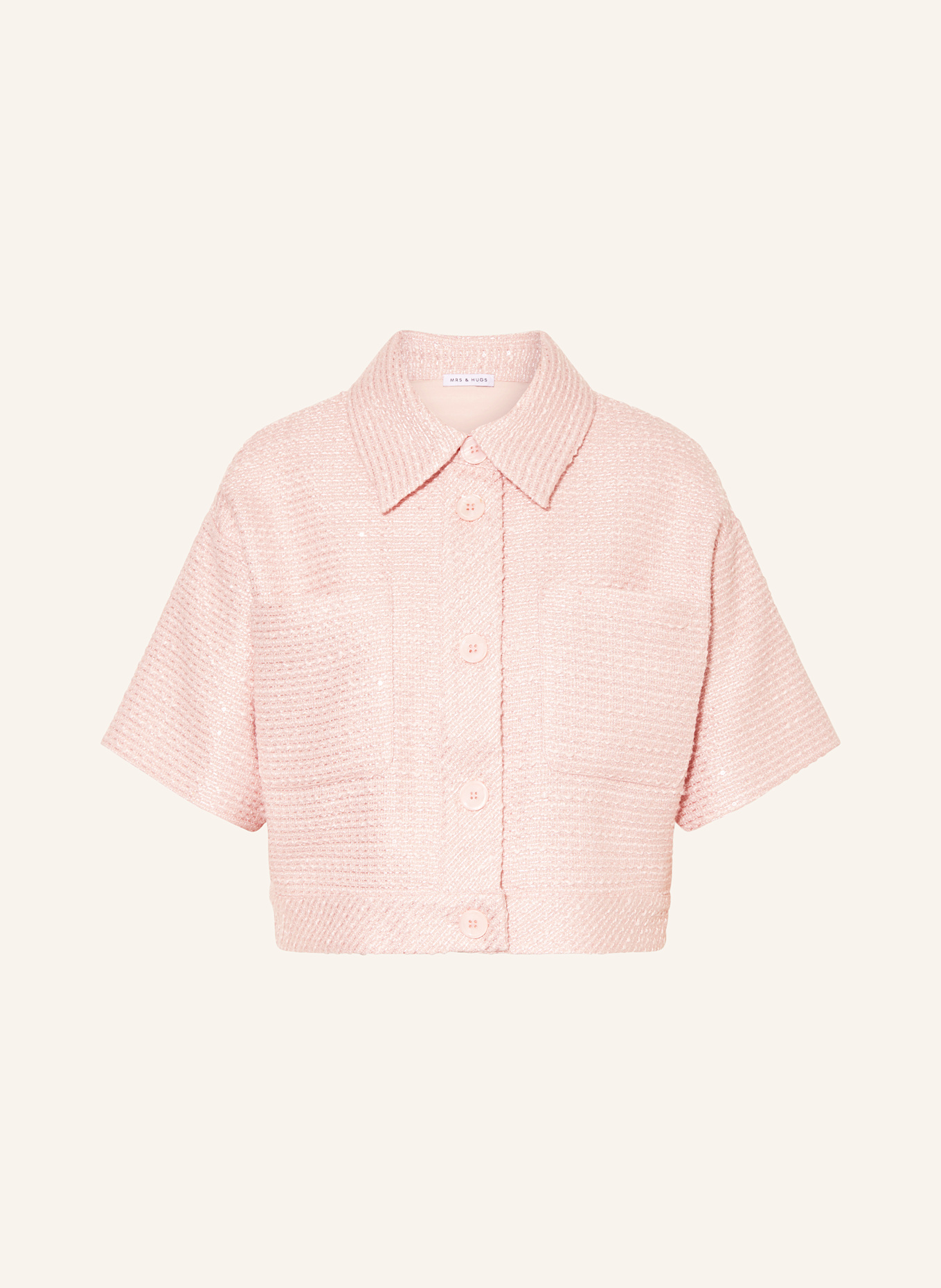 MRS & HUGS Tweed jacket with sequins and glitter thread: ROSE