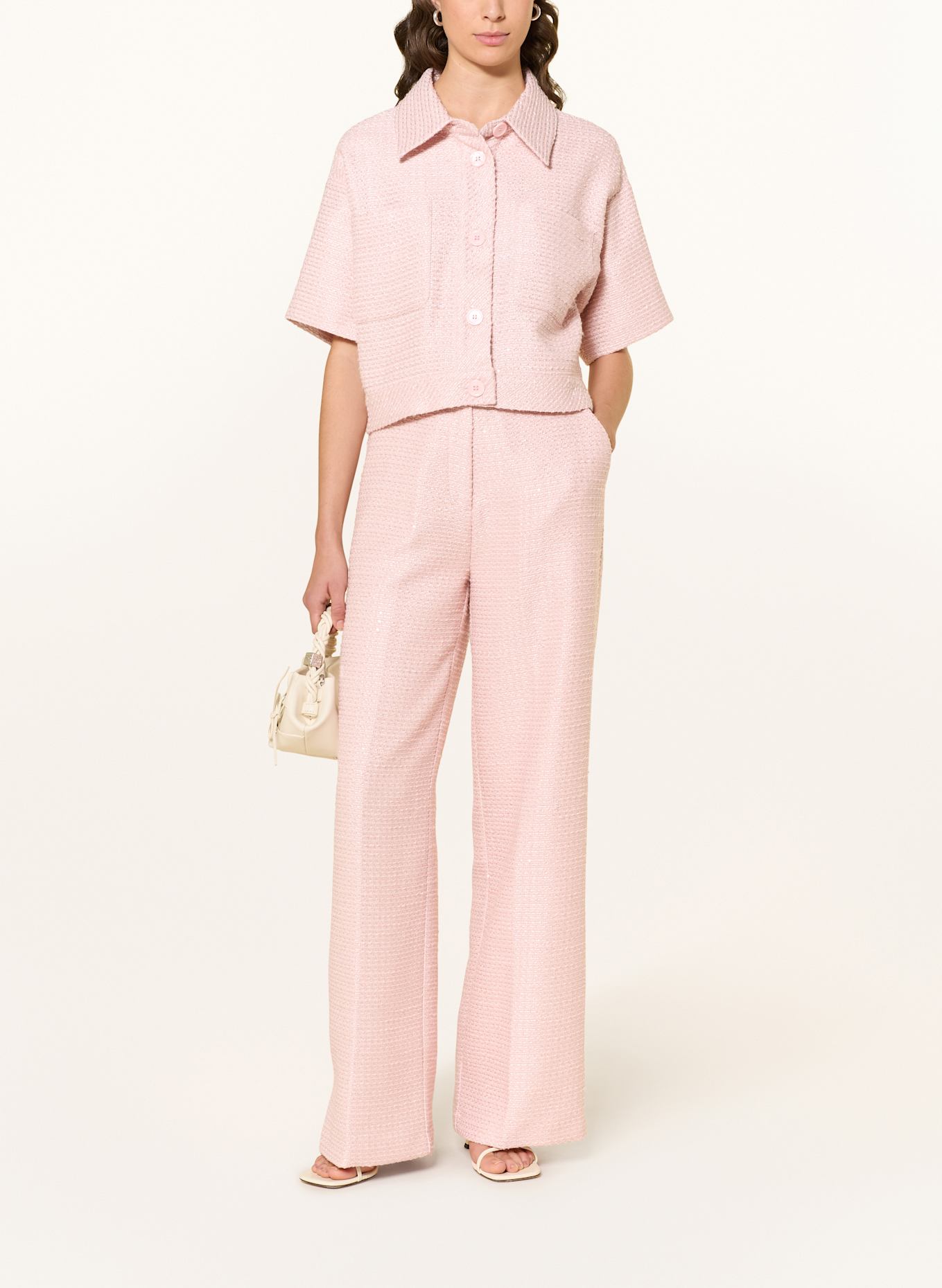 MRS & HUGS Tweed jacket with sequins and glitter thread: ROSE