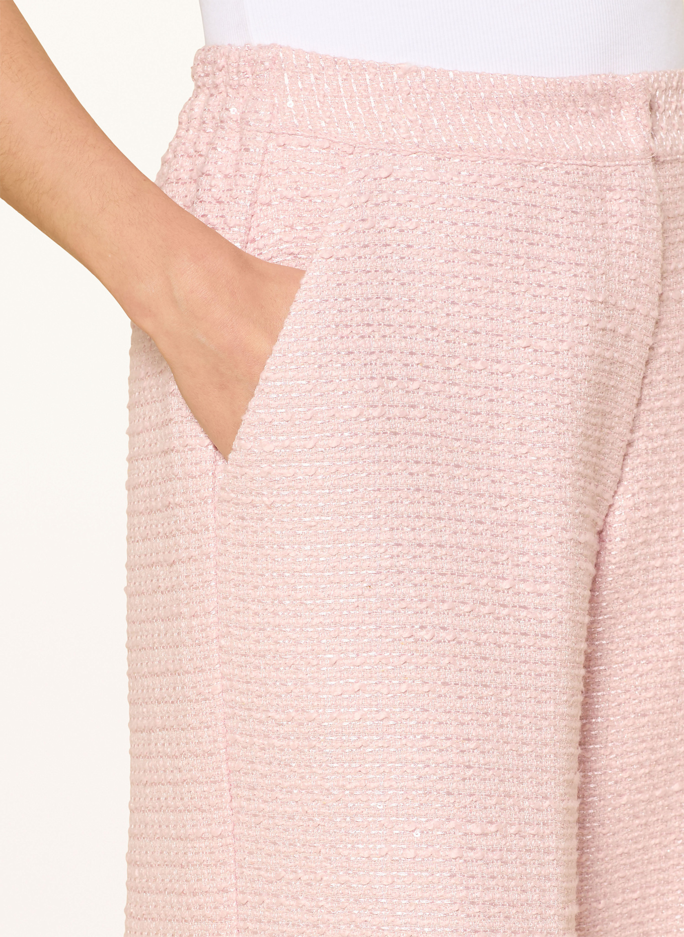 MRS & HUGS Marlenehose aus Tweed mit Glitzergarn: ROSÉ