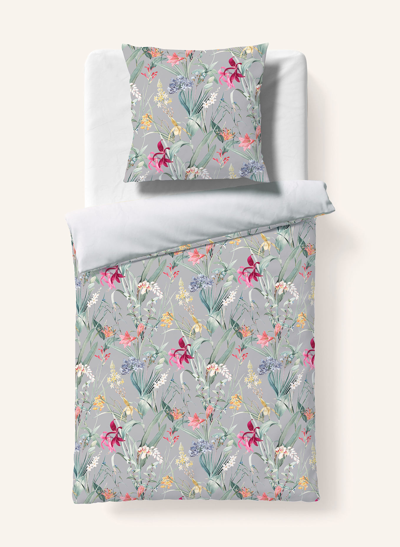 fleuresse Bettwäsche MODERN ELEGANCE: BLAUGRAU / HELLGRÜN