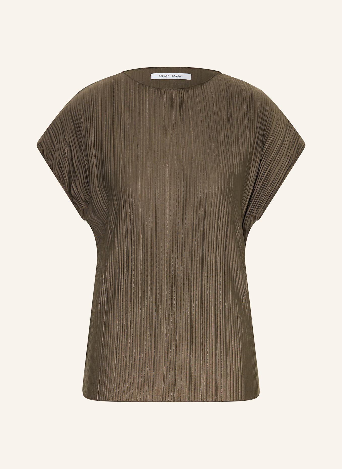 SAMSØE  SAMSØE Halenkový top SAUMA s plisé: KHAKI