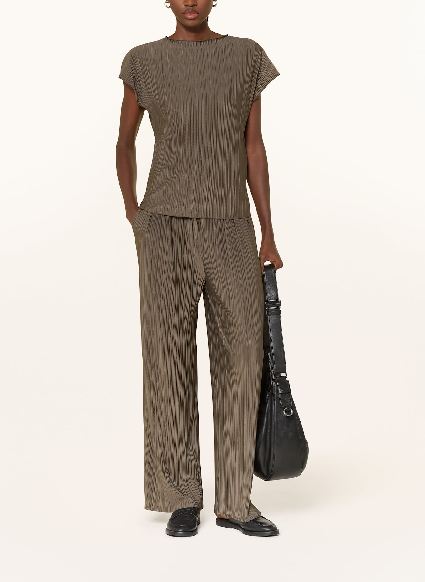 SAMSØE  SAMSØE Halenkový top SAUMA s plisé: KHAKI