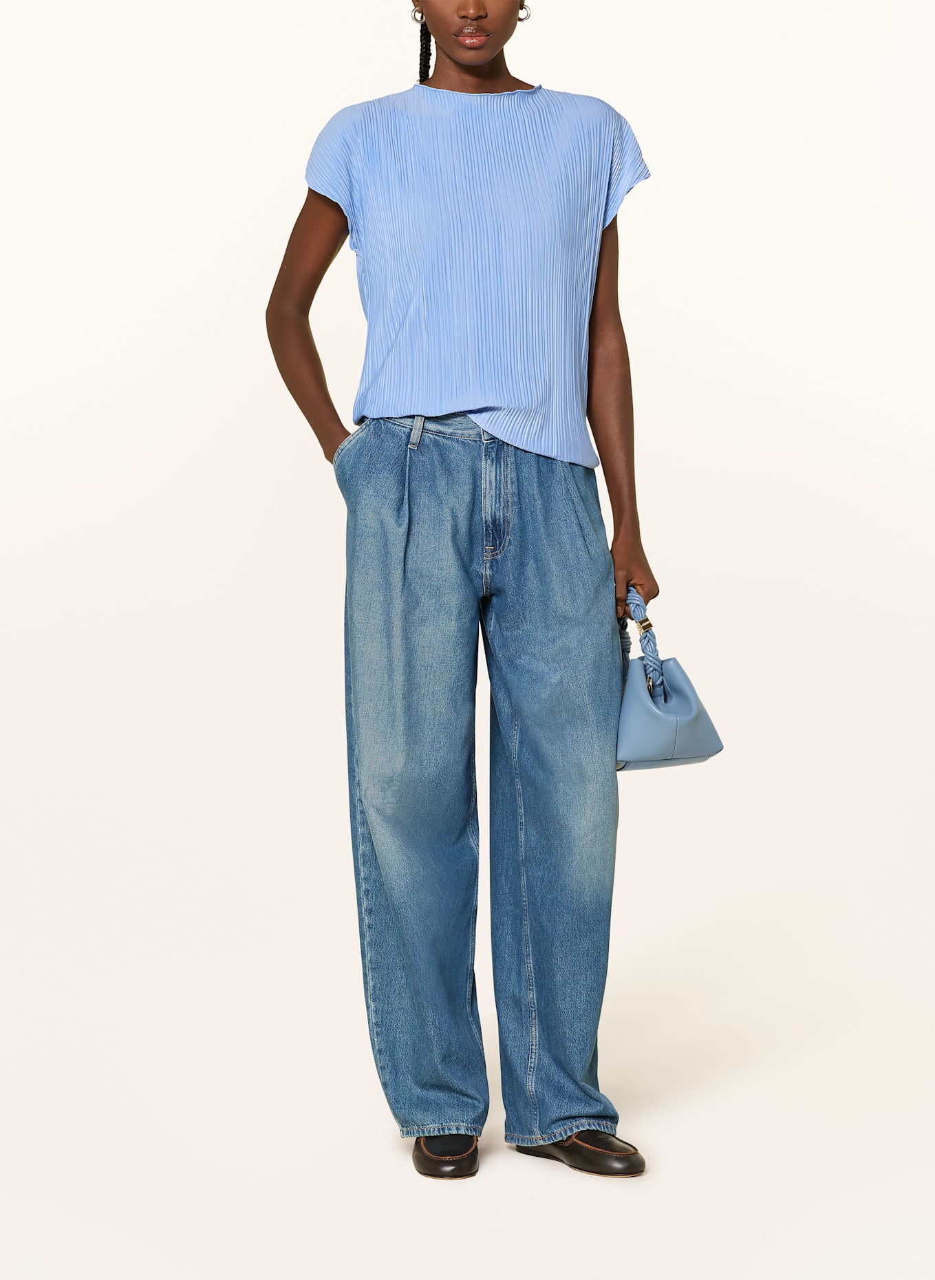 SAMSØE  SAMSØE Halenkový top SAUMA s plisé: TMAVĚ MODRÁ