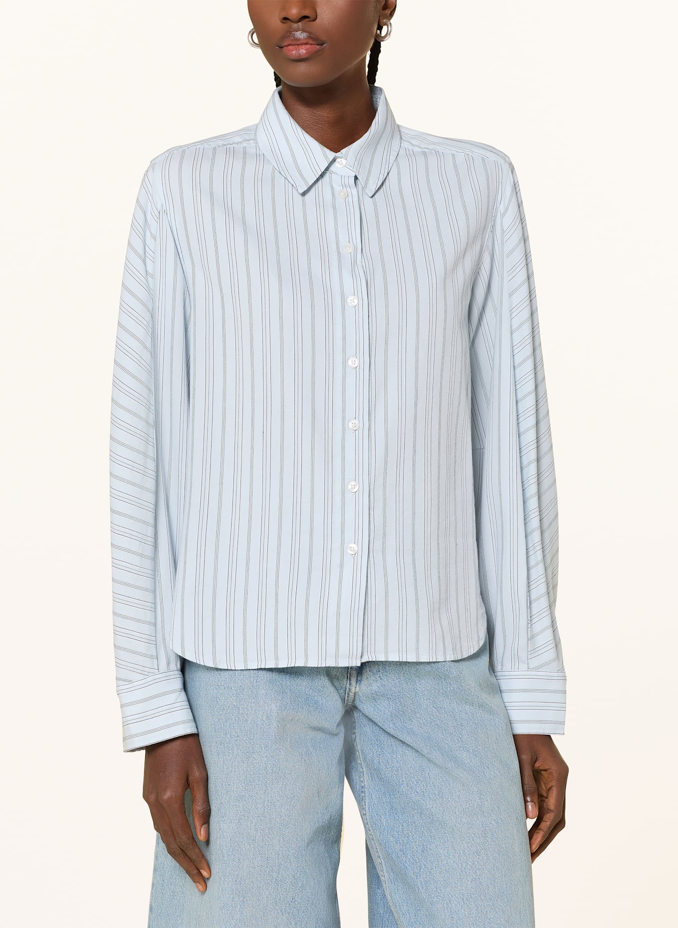 SAMSØE  SAMSØE Hemdbluse SANIA: HELLBLAU / DUNKELBLAU / WEISS