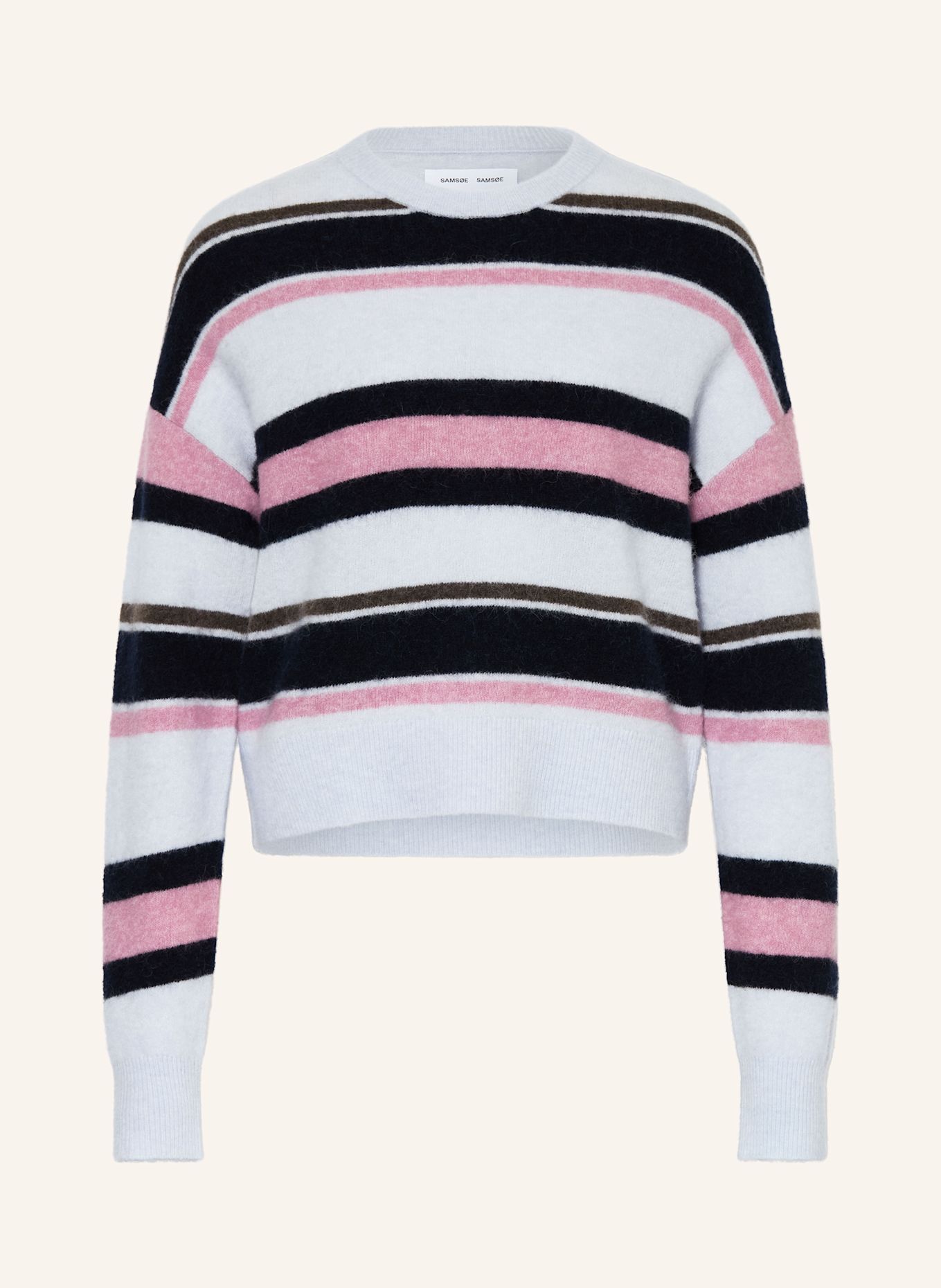 SAMSØE  SAMSØE Svetr SANOURA s alpakou: TMAVĚ MODRÁ / TMAVĚ MODRÁ / RŮŽOVÁ