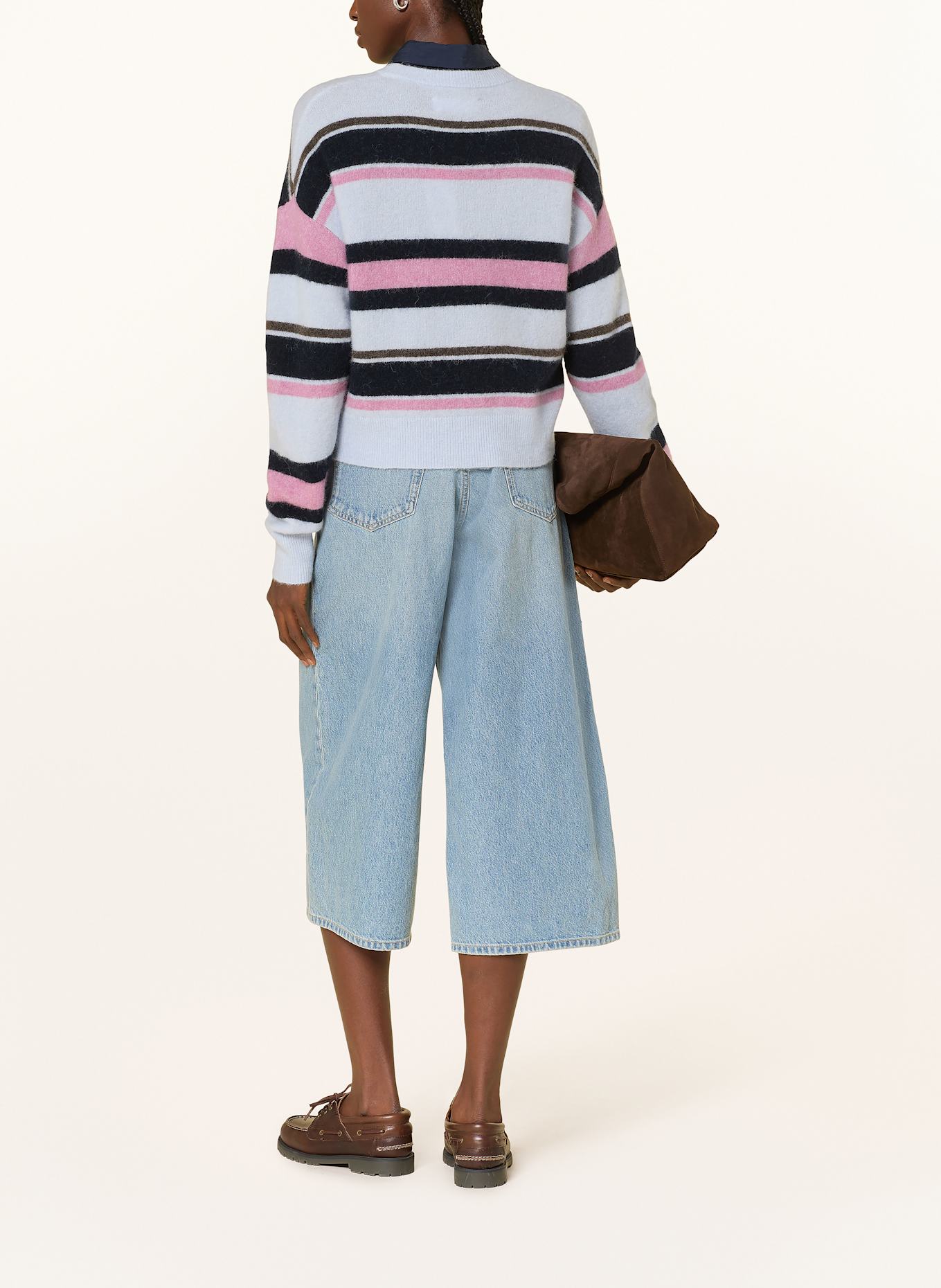 SAMSØE  SAMSØE Svetr SANOURA s alpakou: TMAVĚ MODRÁ / TMAVĚ MODRÁ / RŮŽOVÁ