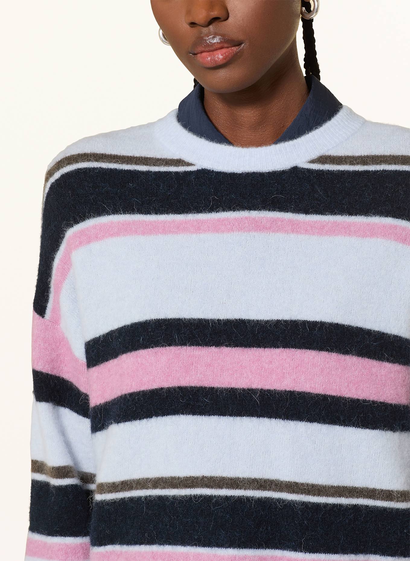 SAMSØE  SAMSØE Svetr SANOURA s alpakou: TMAVĚ MODRÁ / TMAVĚ MODRÁ / RŮŽOVÁ