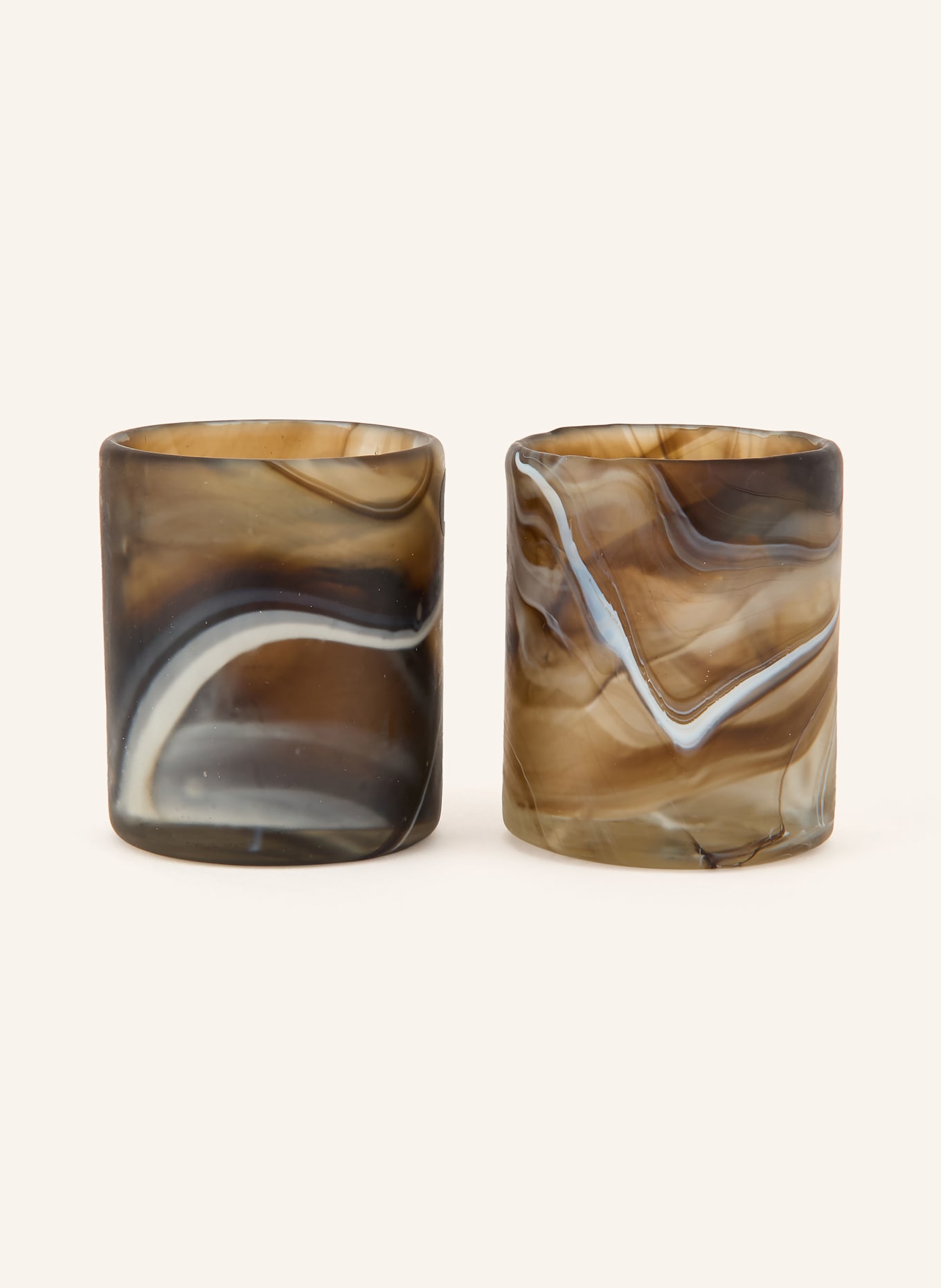 house doctor 2er-Set Teelichthalter HDKAE: DUNKELBRAUN / GRÜN