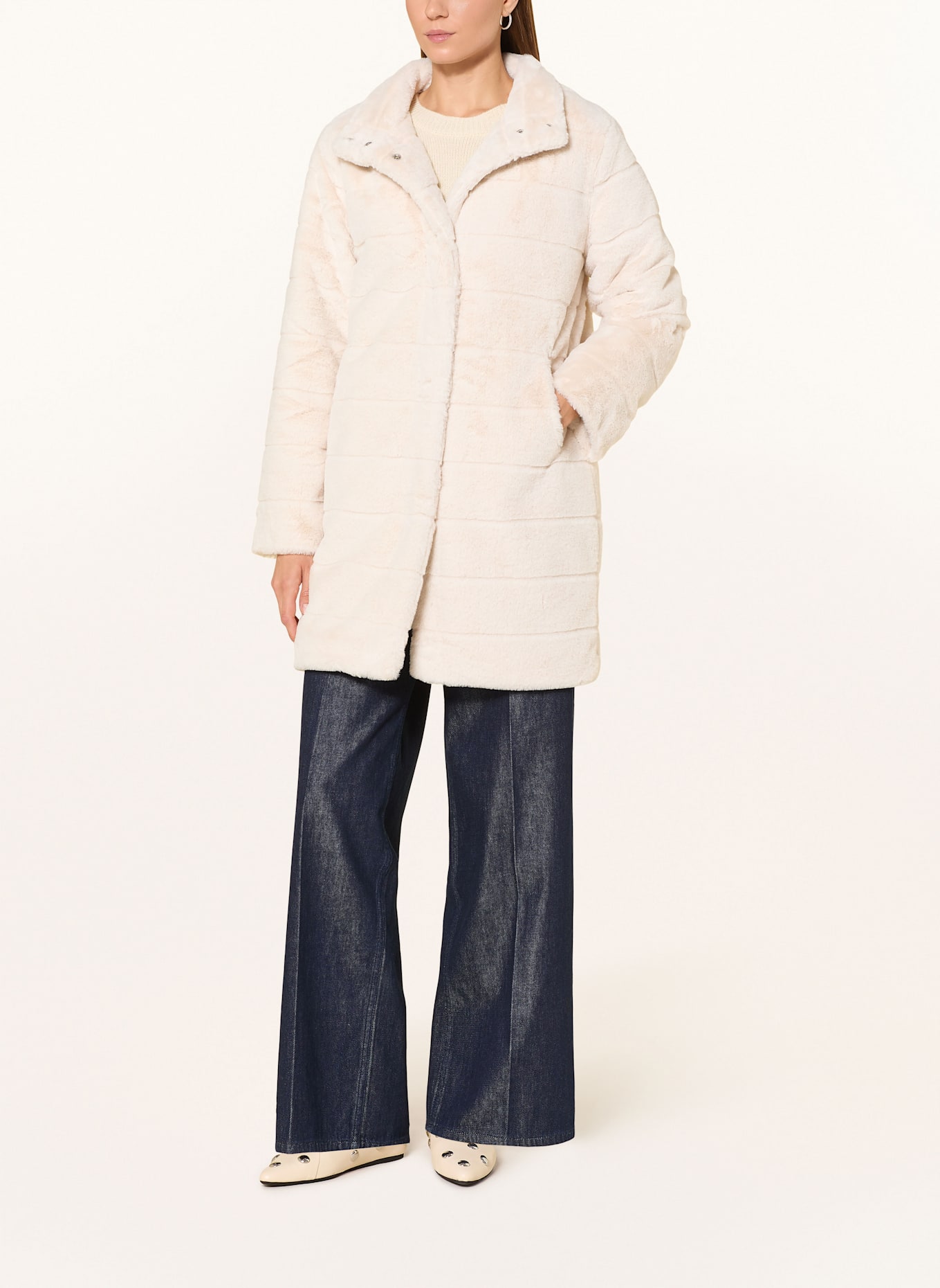 monari Kunstpelz-Mantel: ECRU