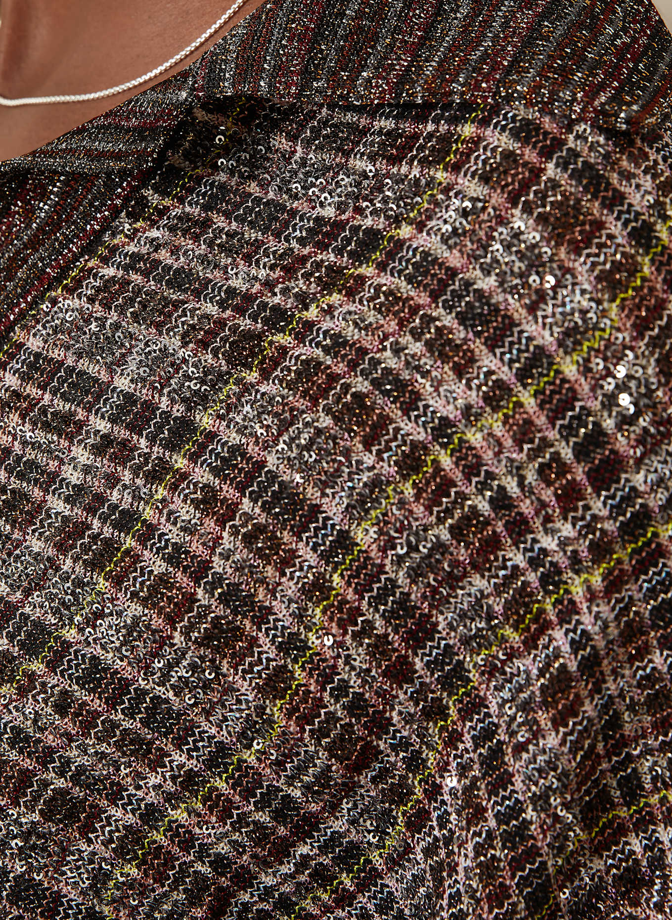 MISSONI Dzianinowa koszulka polo z cekinami: CZARNY / RÓŻOWY / ŻÓŁTY