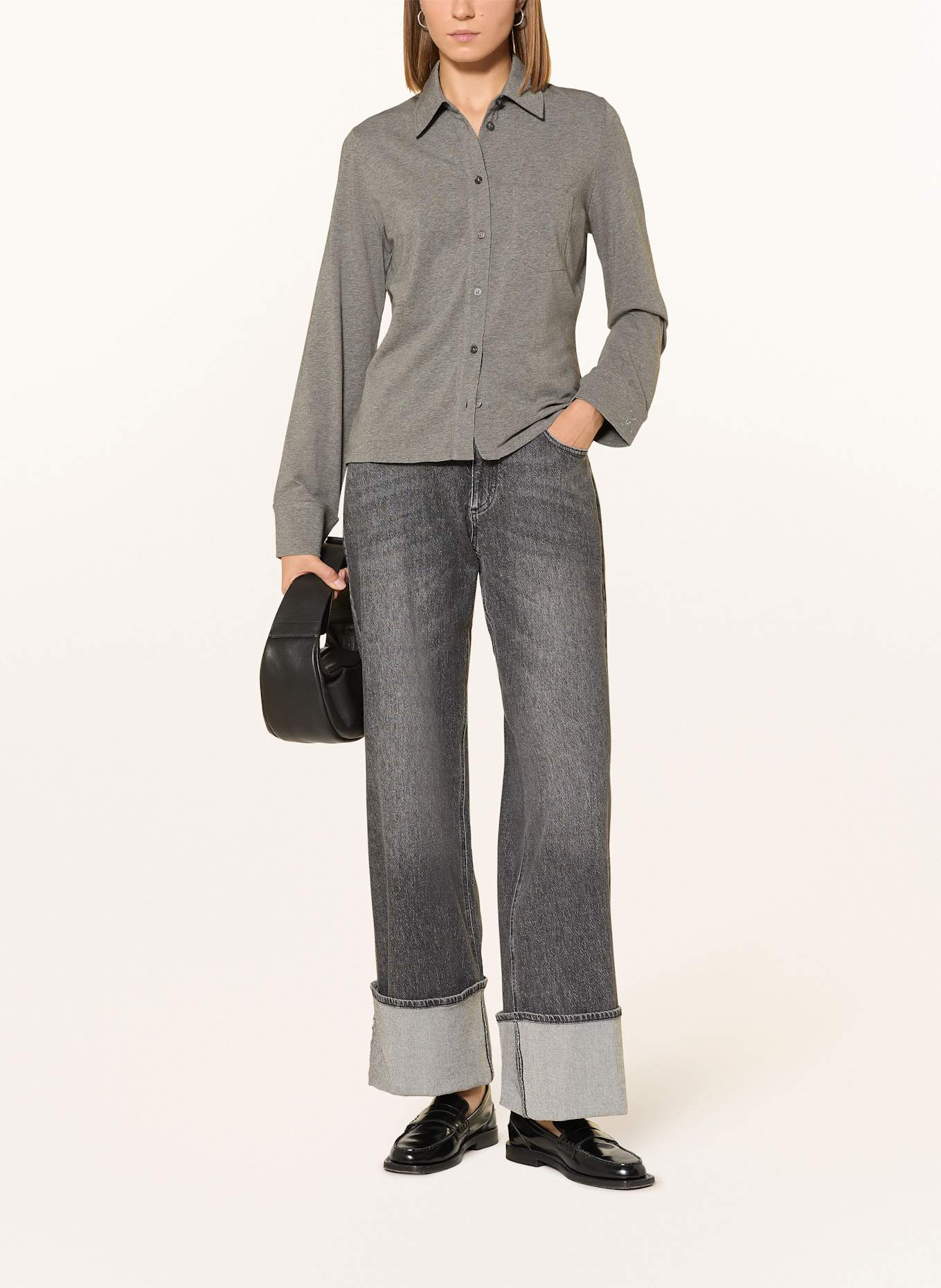 Marc O'Polo Hemdbluse aus Jersey: DUNKELGRAU