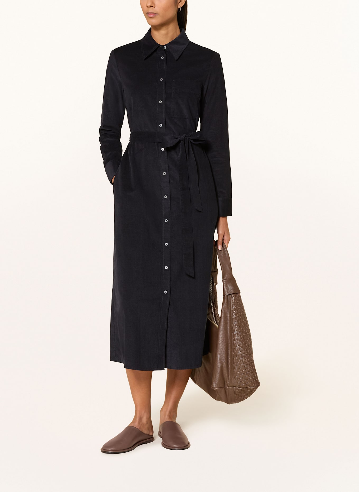 Marc O'Polo Hemdblusenkleid aus Cord: DUNKELBLAU