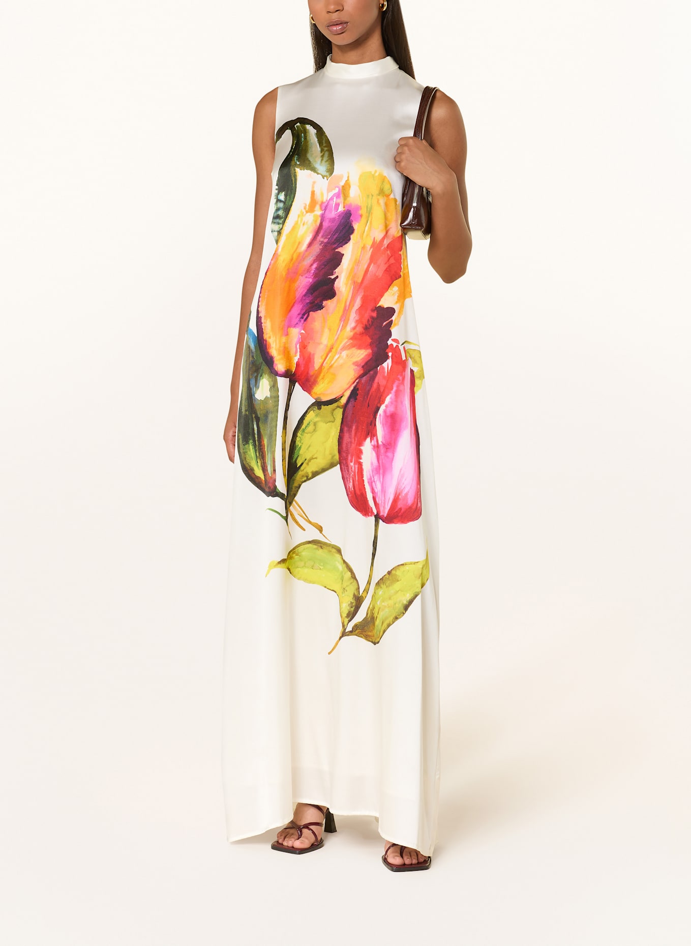 ANNA's Seidenkleid: ECRU / DUNKELGRÜN / PINK