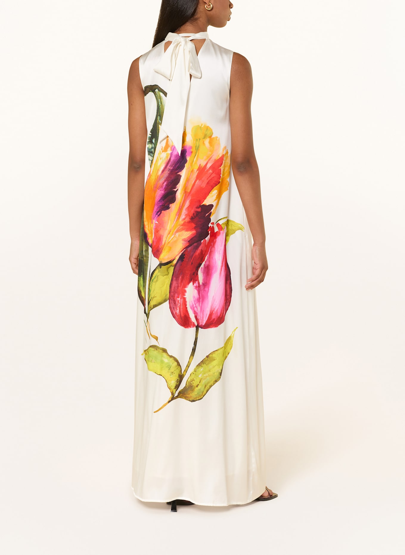 ANNA's Seidenkleid: ECRU / DUNKELGRÜN / PINK