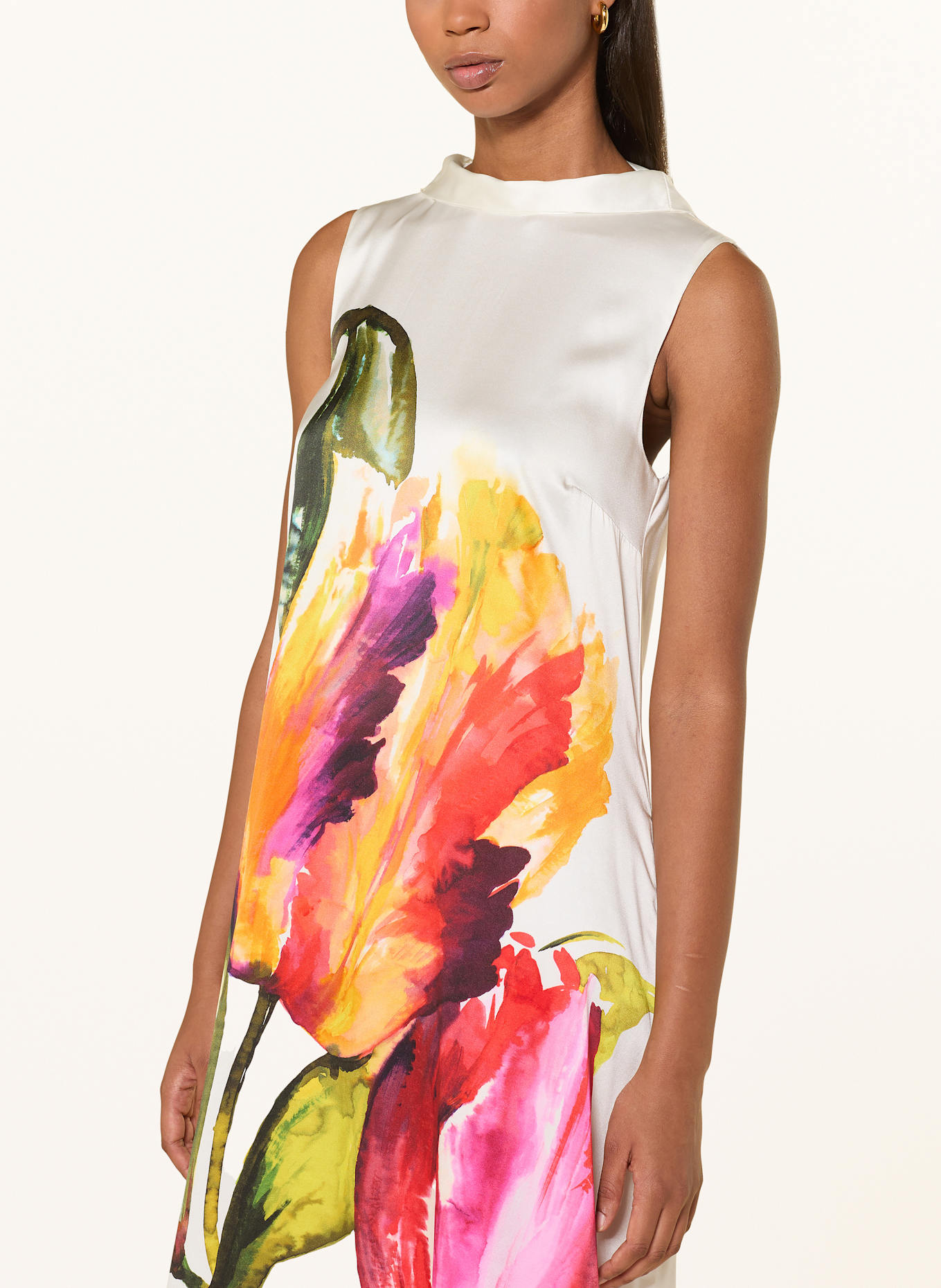 ANNA's Seidenkleid: ECRU / DUNKELGRÜN / PINK