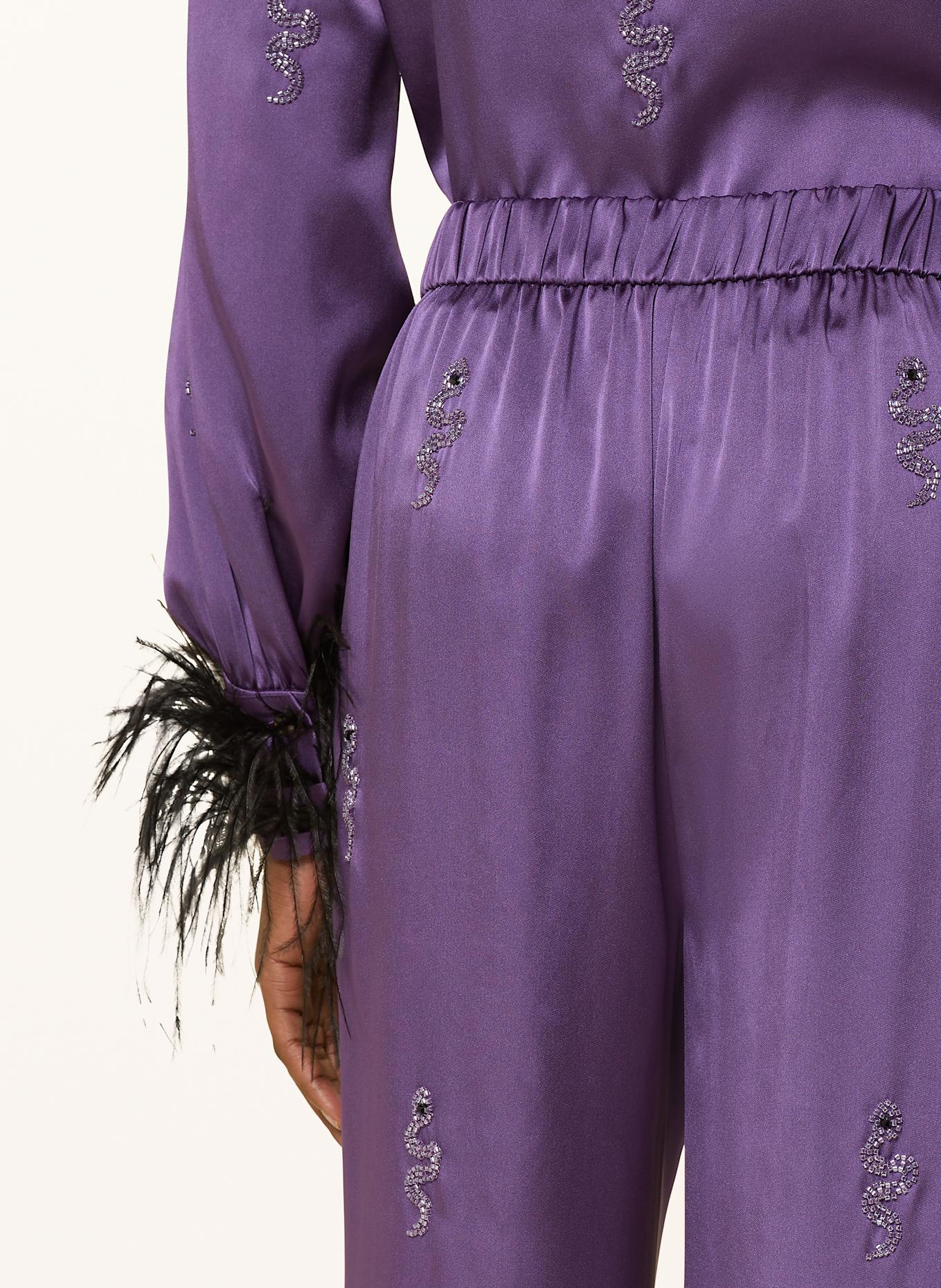MARC CAIN Marlenehose aus Satin mit Schmucksteinen: 744 mystical
