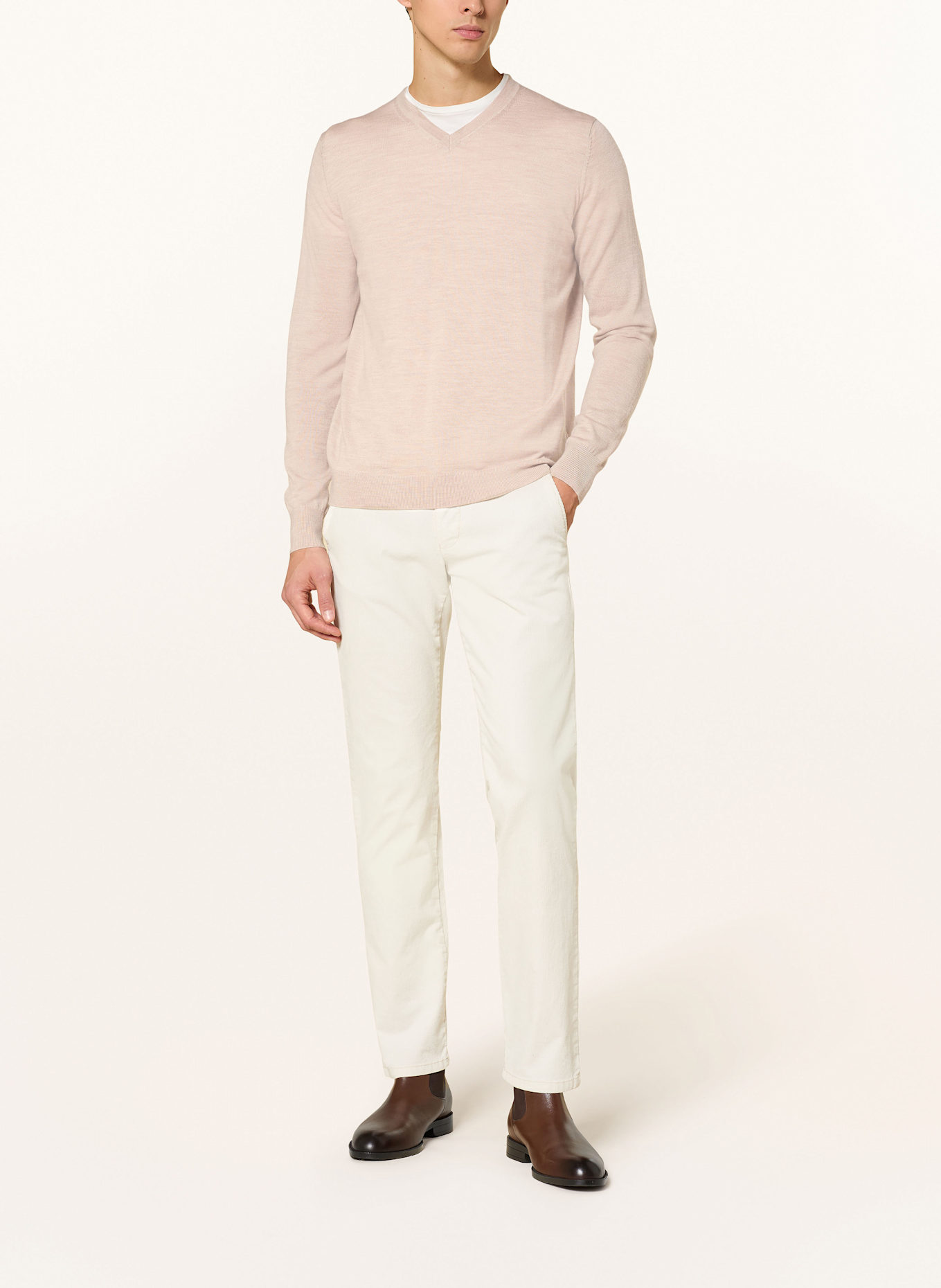 STROKESMAN'S Sweter z wełny merino: BEŻOWY