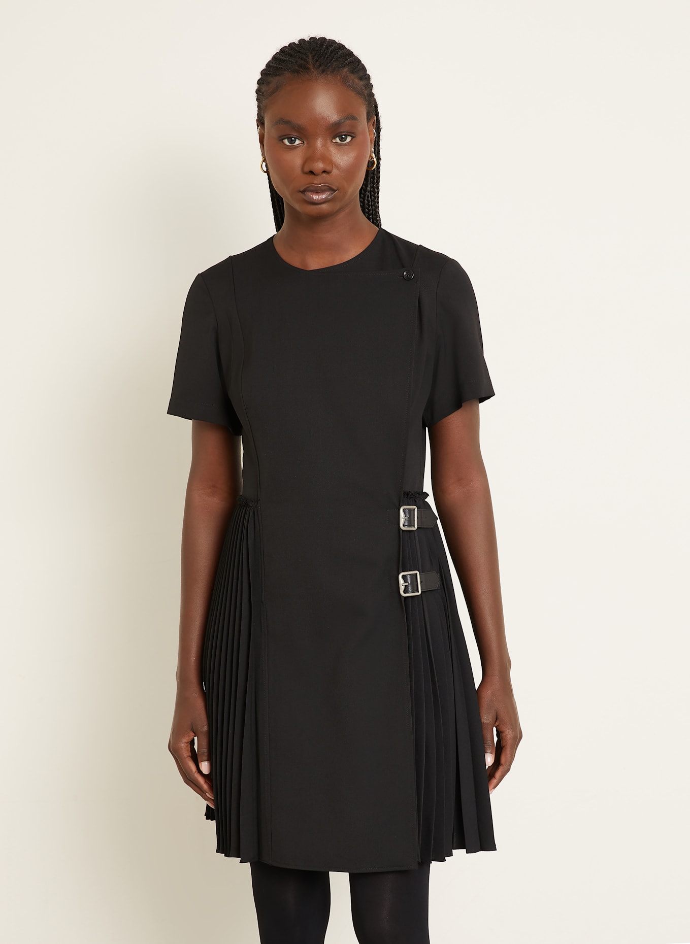 BURBERRY Wickelkleid ADA mit Pllissees: SCHWARZ