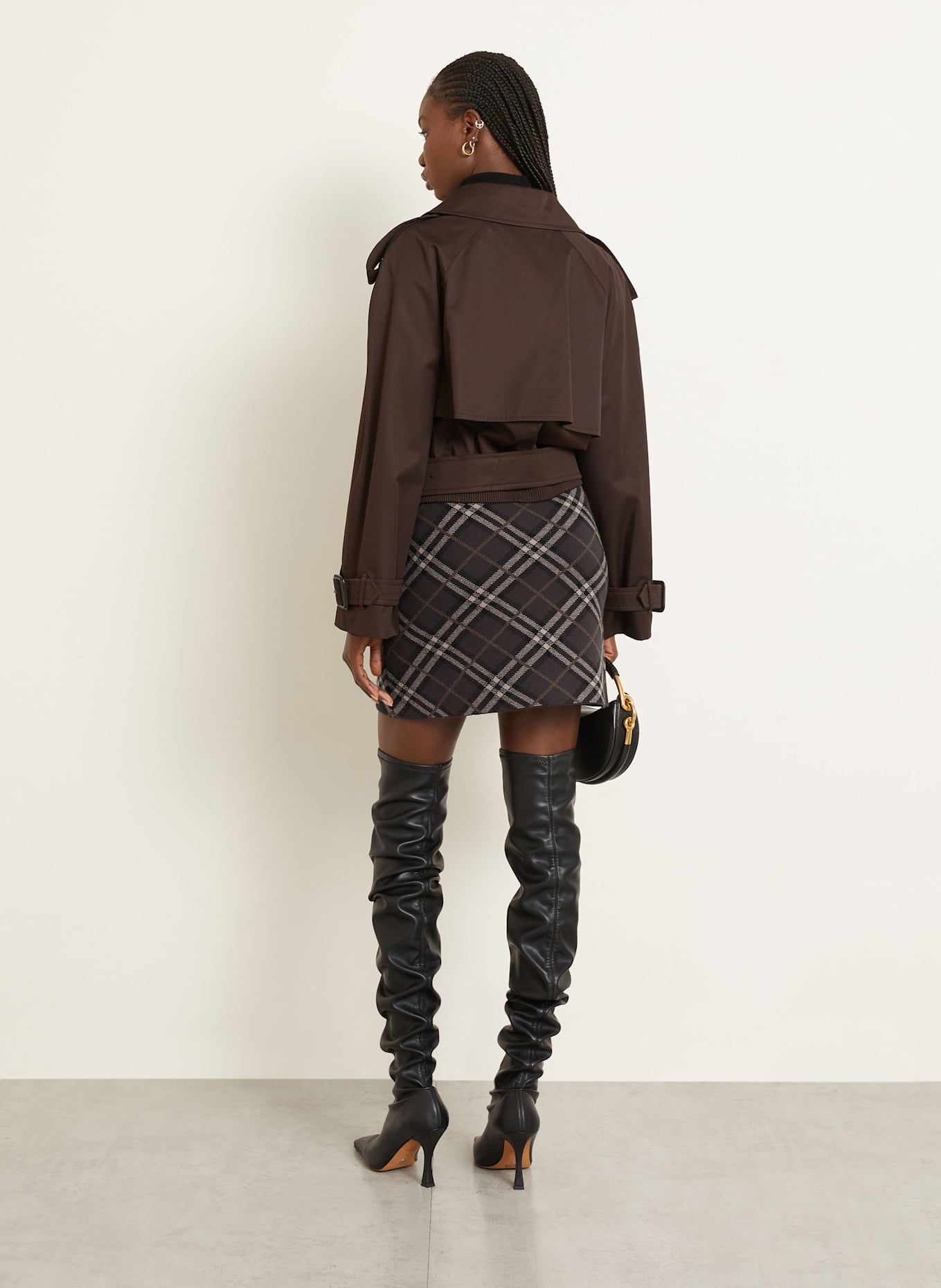 BURBERRY Spódnica z dzianiny GINNY: BRĄZOWY / CIEMNOBRĄZOWY / JASNOBRĄZOWY