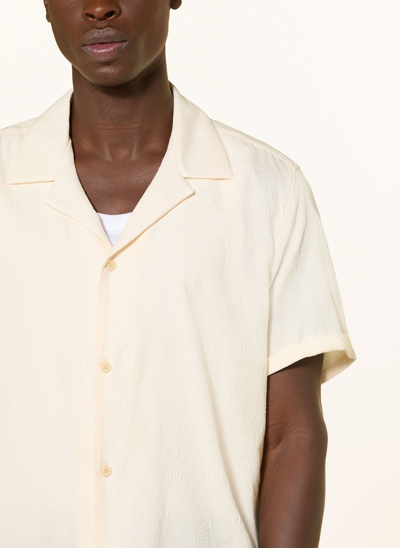 DRYKORN Jacquard resort shirt BIJAN_2 Comfort Fit: LIGHT BROWN