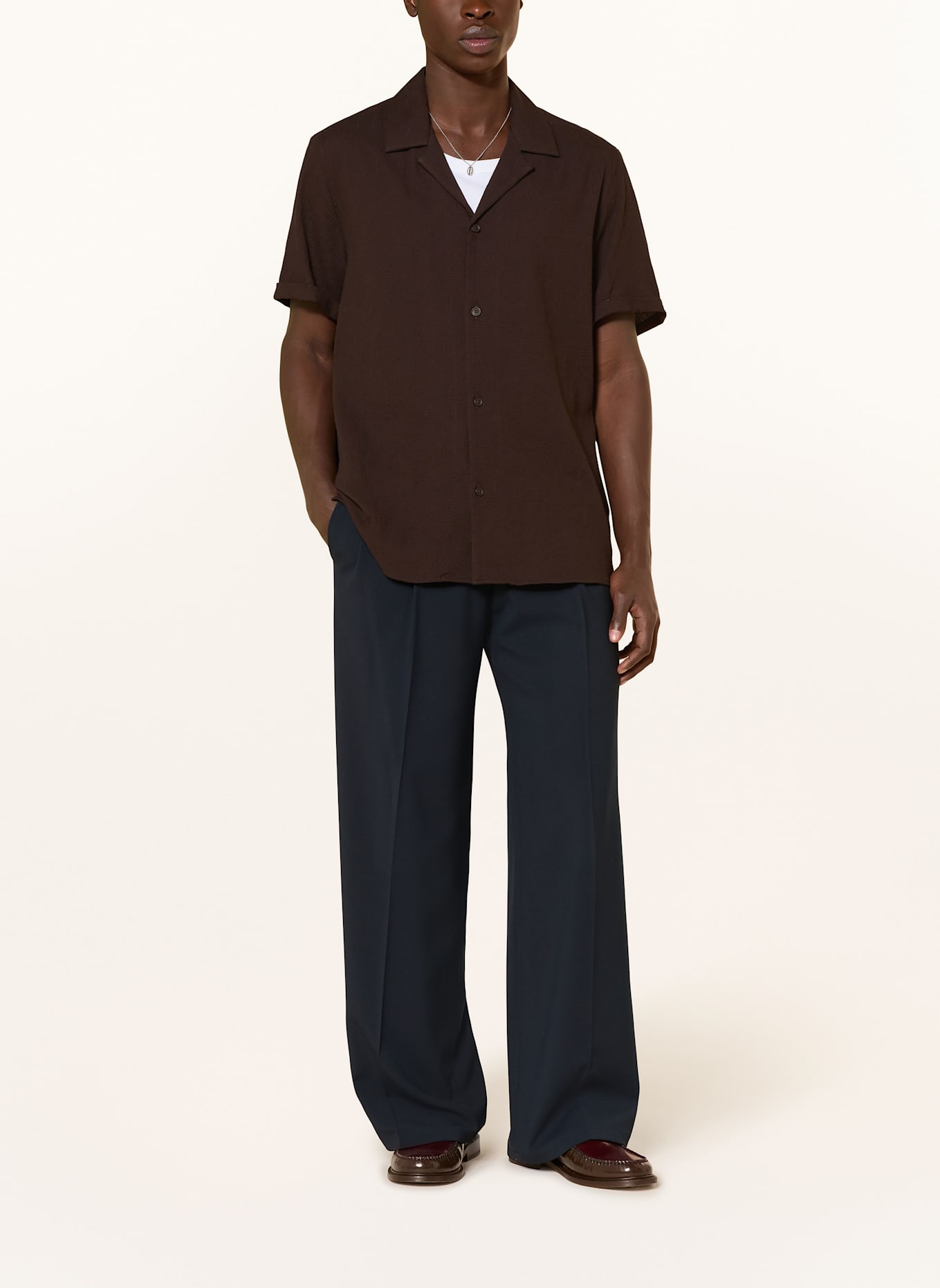 DRYKORN Jacquard resort shirt BIJAN_2 Comfort Fit: 1104 braun