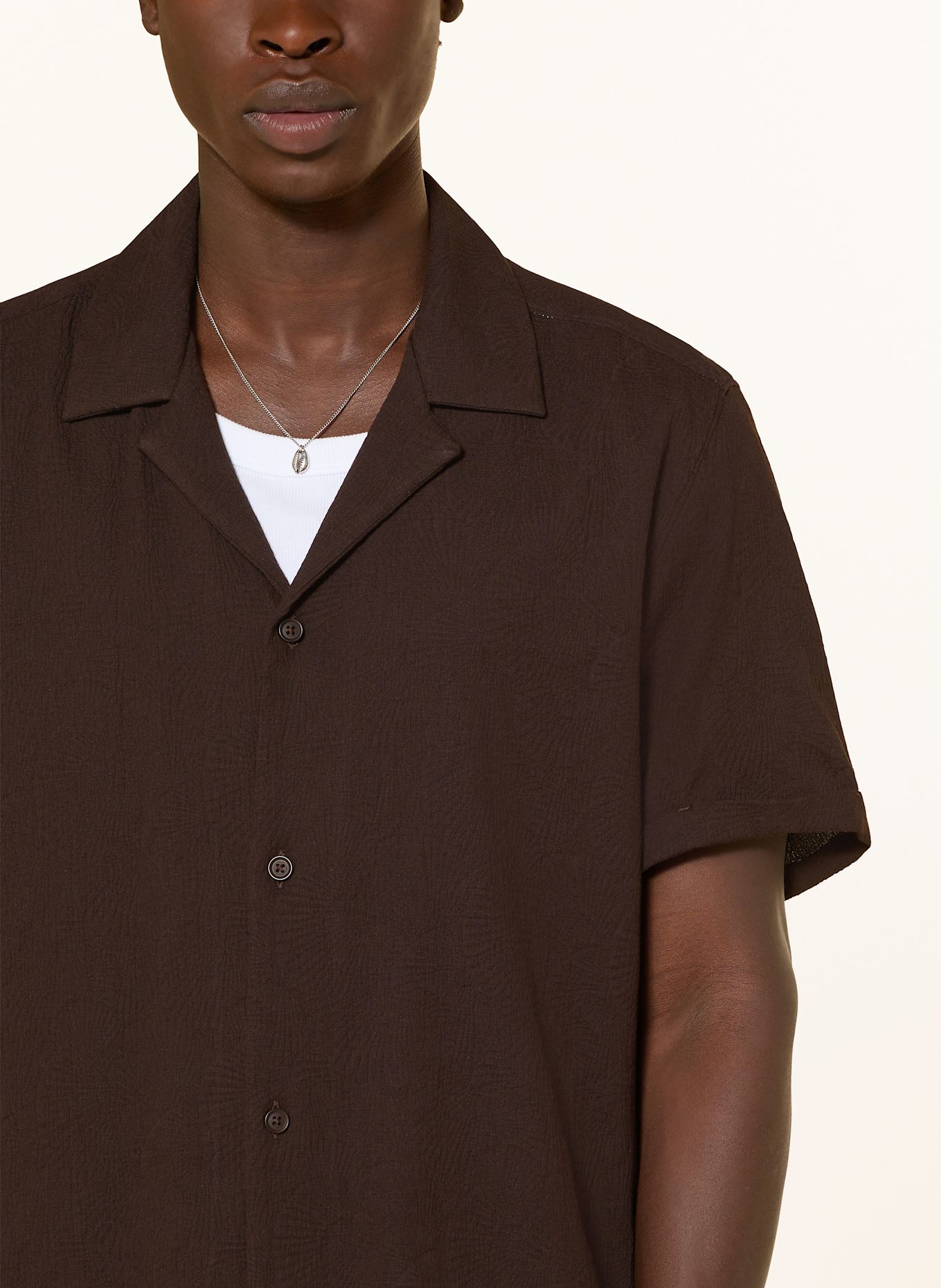 DRYKORN Jacquard resort shirt BIJAN_2 Comfort Fit: 1104 braun