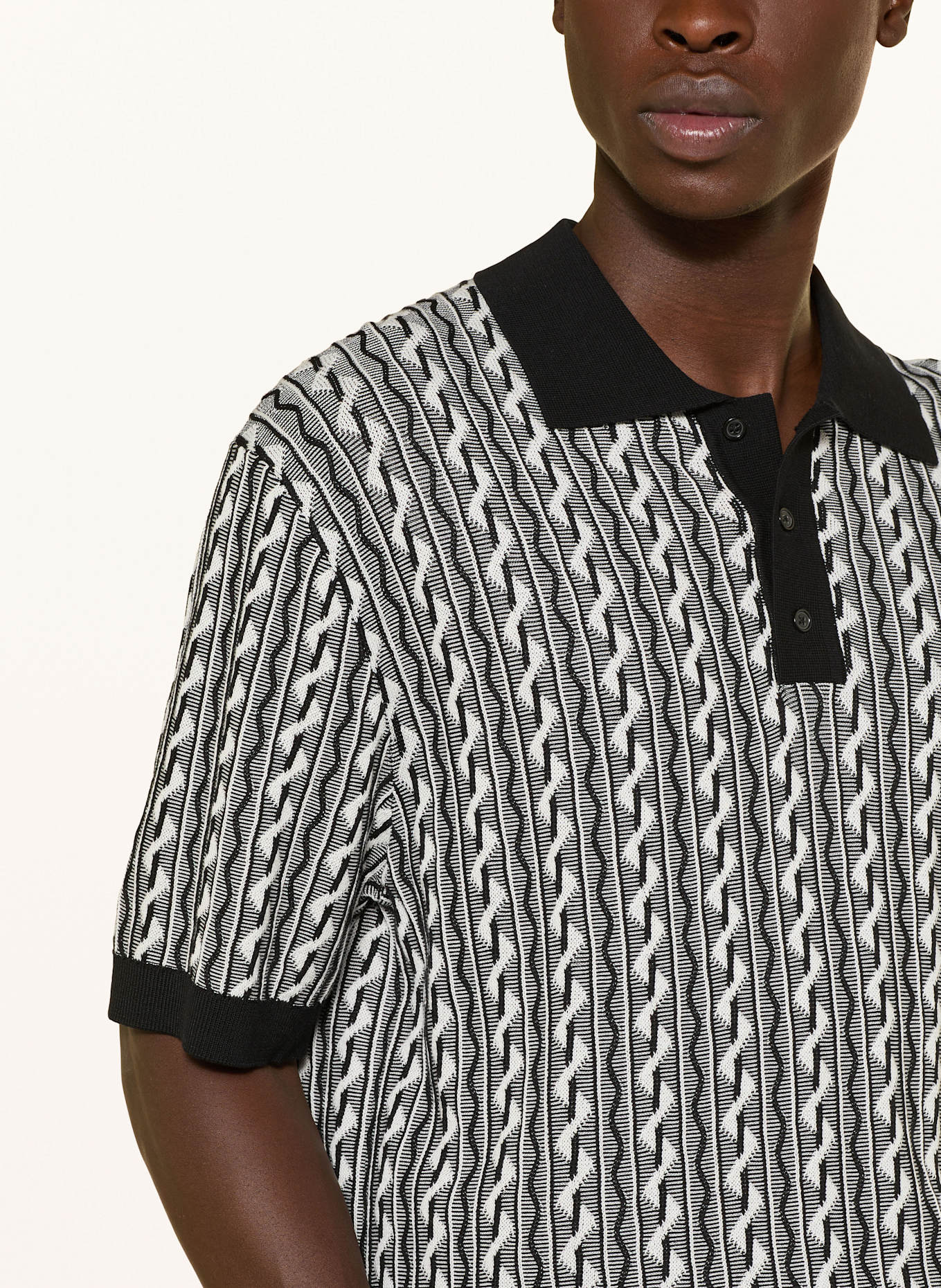 DRYKORN Knitted polo shirt TAMIAN Relaxed Fit: BLACK / WHITE