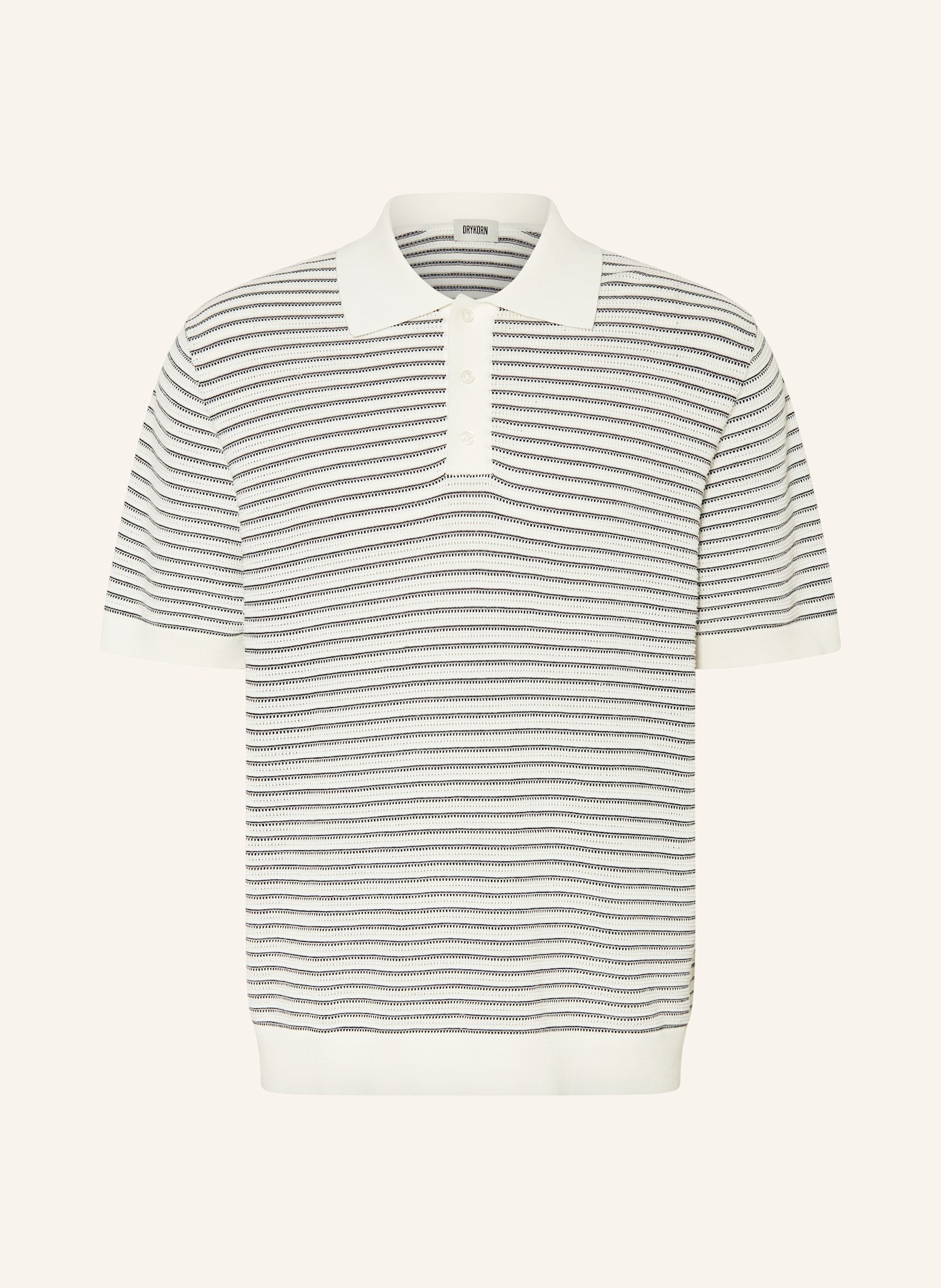 DRYKORN Strick-Poloshirt TAMIAN Relaxed Fit: ECRU / SCHWARZ