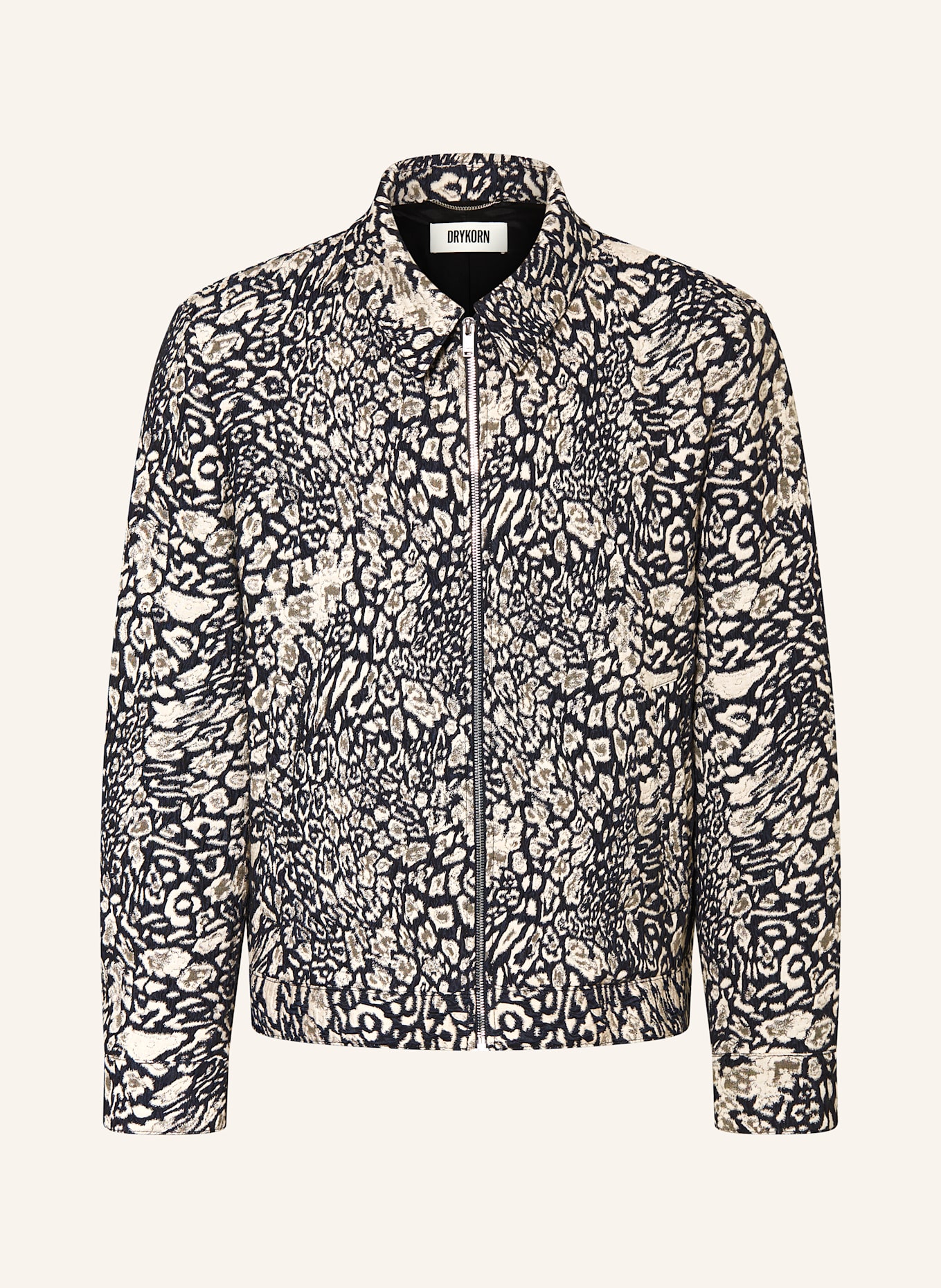 DRYKORN Jacquard-Overjacket RIKKA_2: DUNKELBLAU / BEIGE