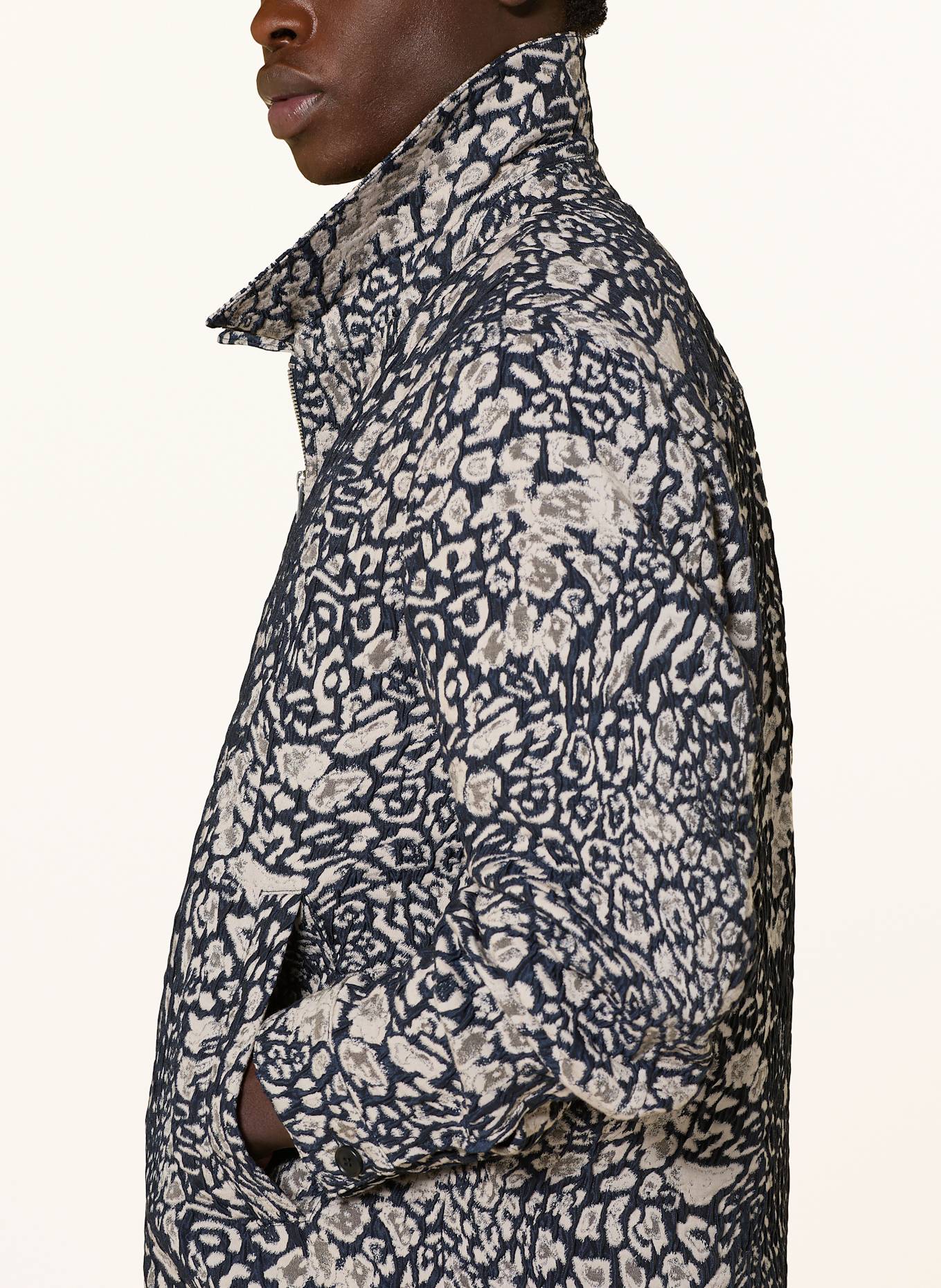 DRYKORN Jacquard-Overjacket RIKKA_2: DUNKELBLAU / BEIGE