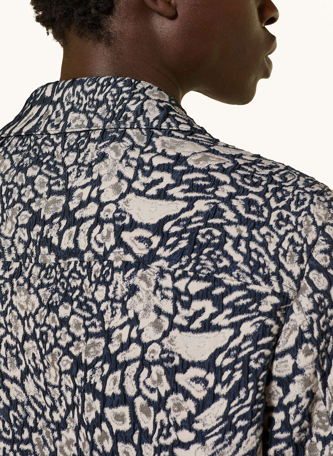 DRYKORN Jacquard-Overjacket RIKKA_2: DUNKELBLAU / BEIGE