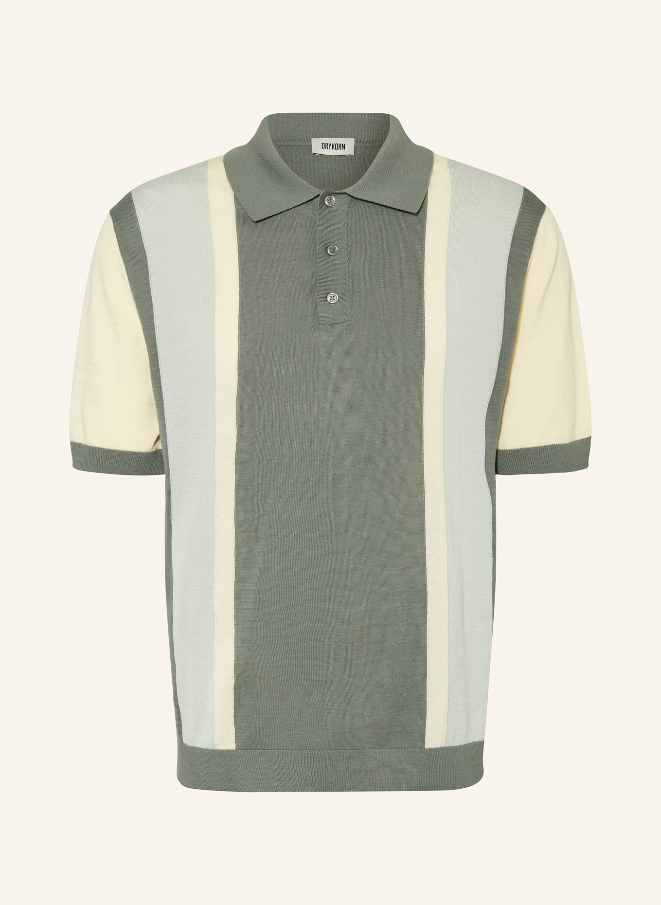 DRYKORN Knitted polo shirt TAMIAN Relaxed Fit: GREEN / LIGHT BLUE / ECRU