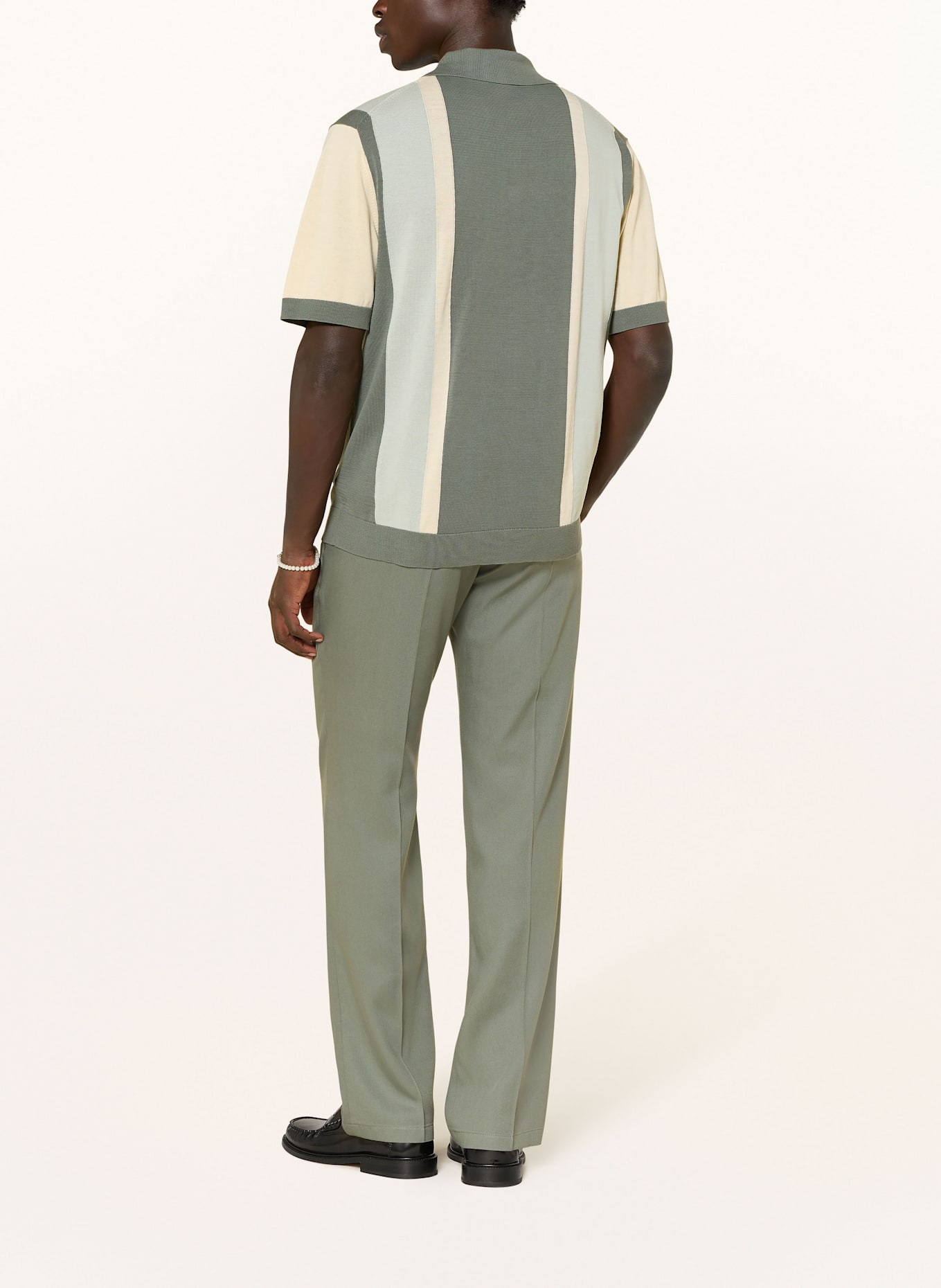 DRYKORN Knitted polo shirt TAMIAN Relaxed Fit: GREEN / LIGHT BLUE / ECRU