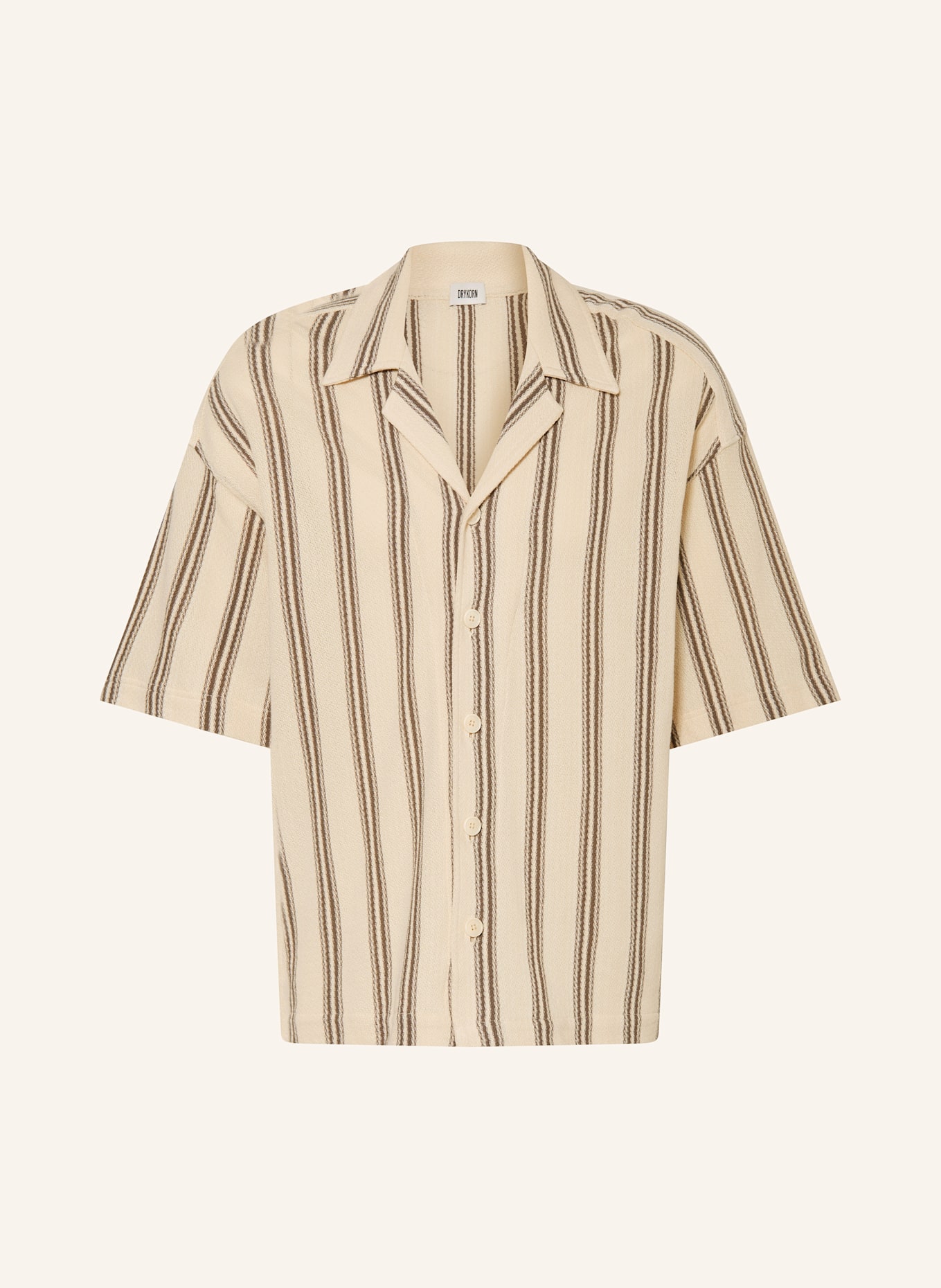 DRYKORN Gebreid resorthemd BASIIL Comfort Fit: LICHTBRUIN / MARRON FONCÉ