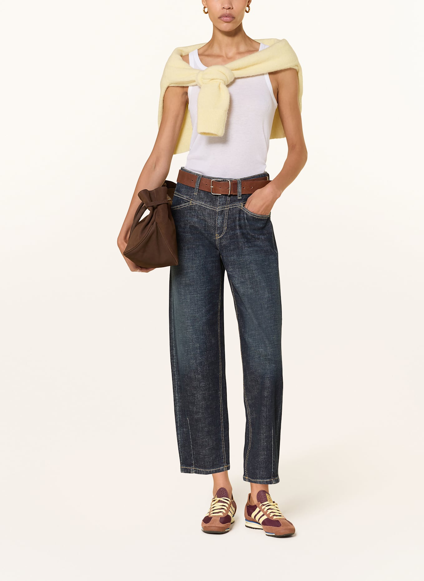 CAMBIO Jeansy cropped ELIN: 5440 cross dark soft tea