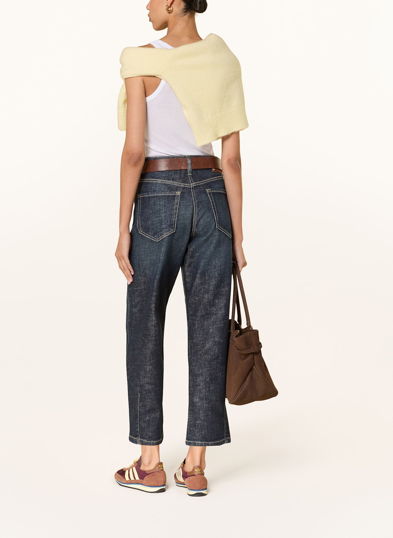 CAMBIO Jeansy cropped ELIN: 5440 cross dark soft tea