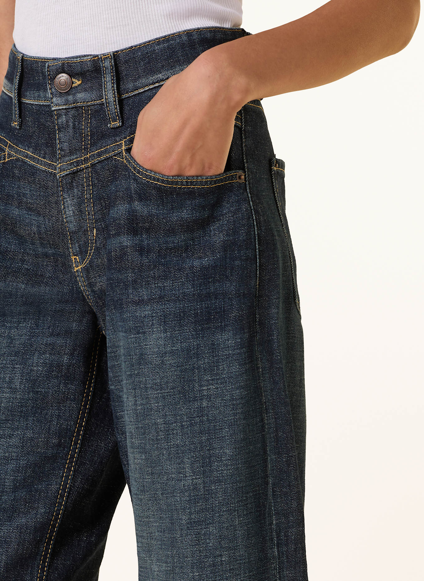 CAMBIO Jeansy cropped ELIN: 5440 cross dark soft tea