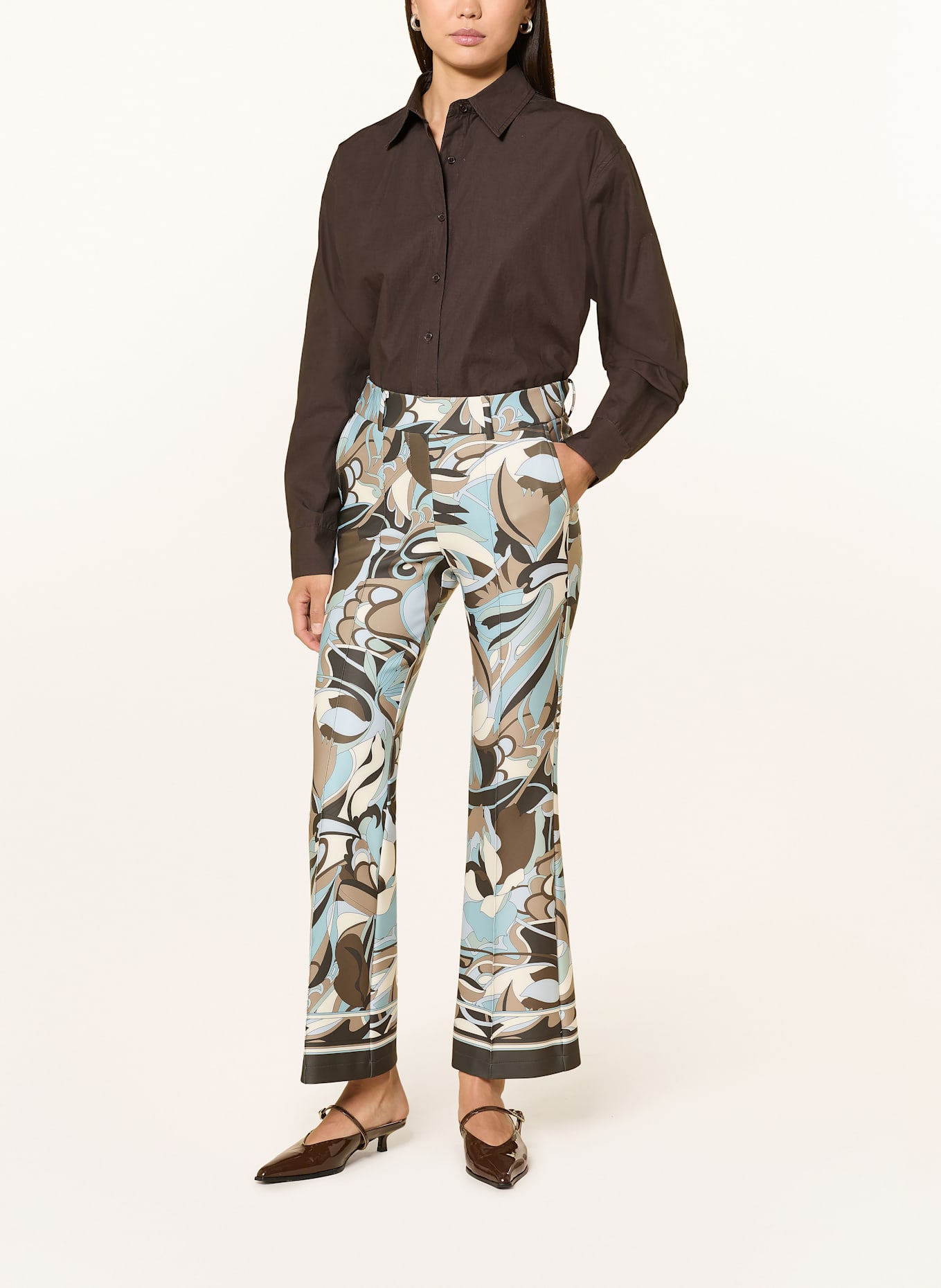 CAMBIO Spodnie FRANCOISE: TURKUSOWY / JASNONIEBIESKI / SZAROBRĄZOWY