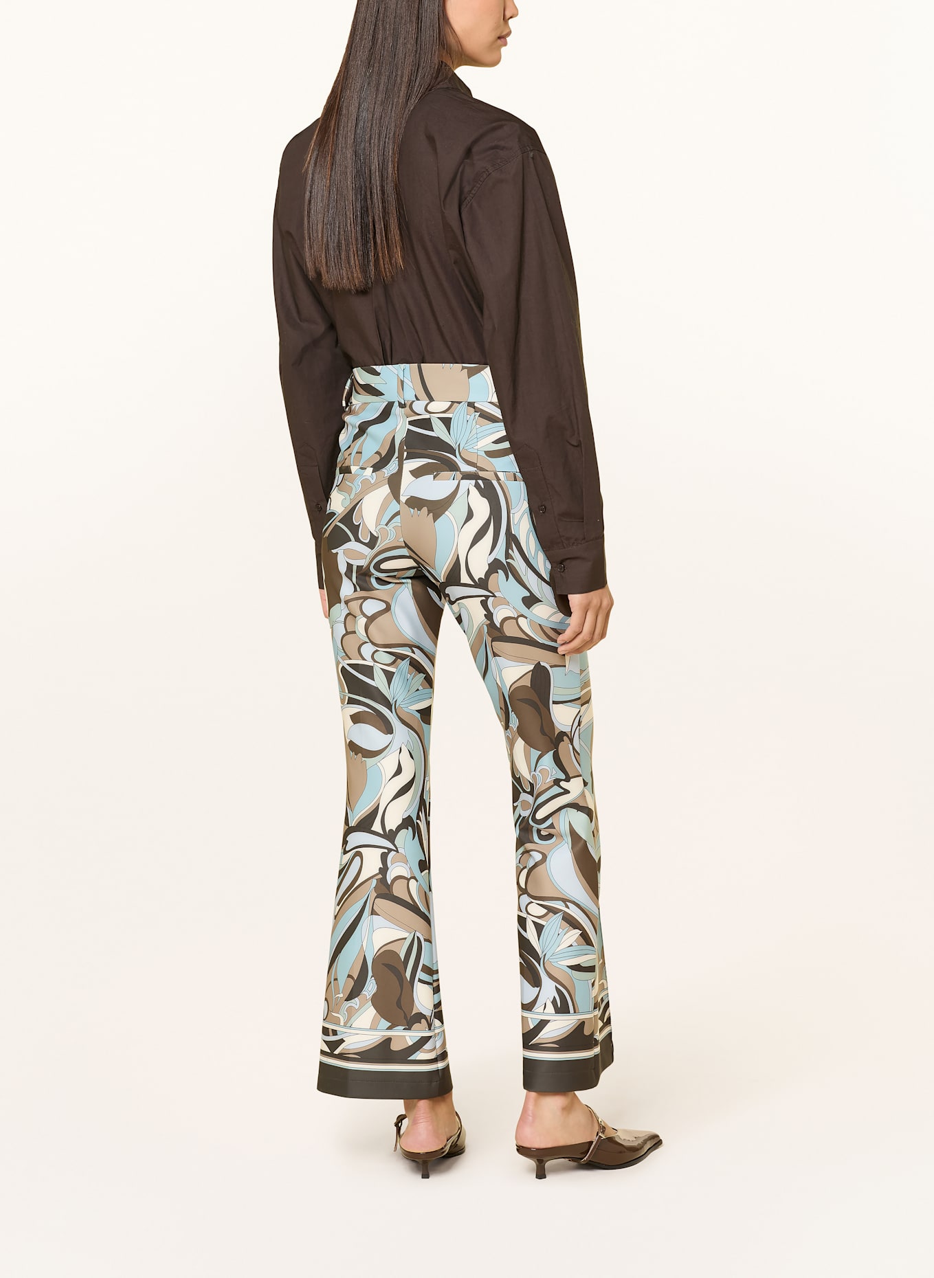 CAMBIO Spodnie FRANCOISE: TURKUSOWY / JASNONIEBIESKI / SZAROBRĄZOWY