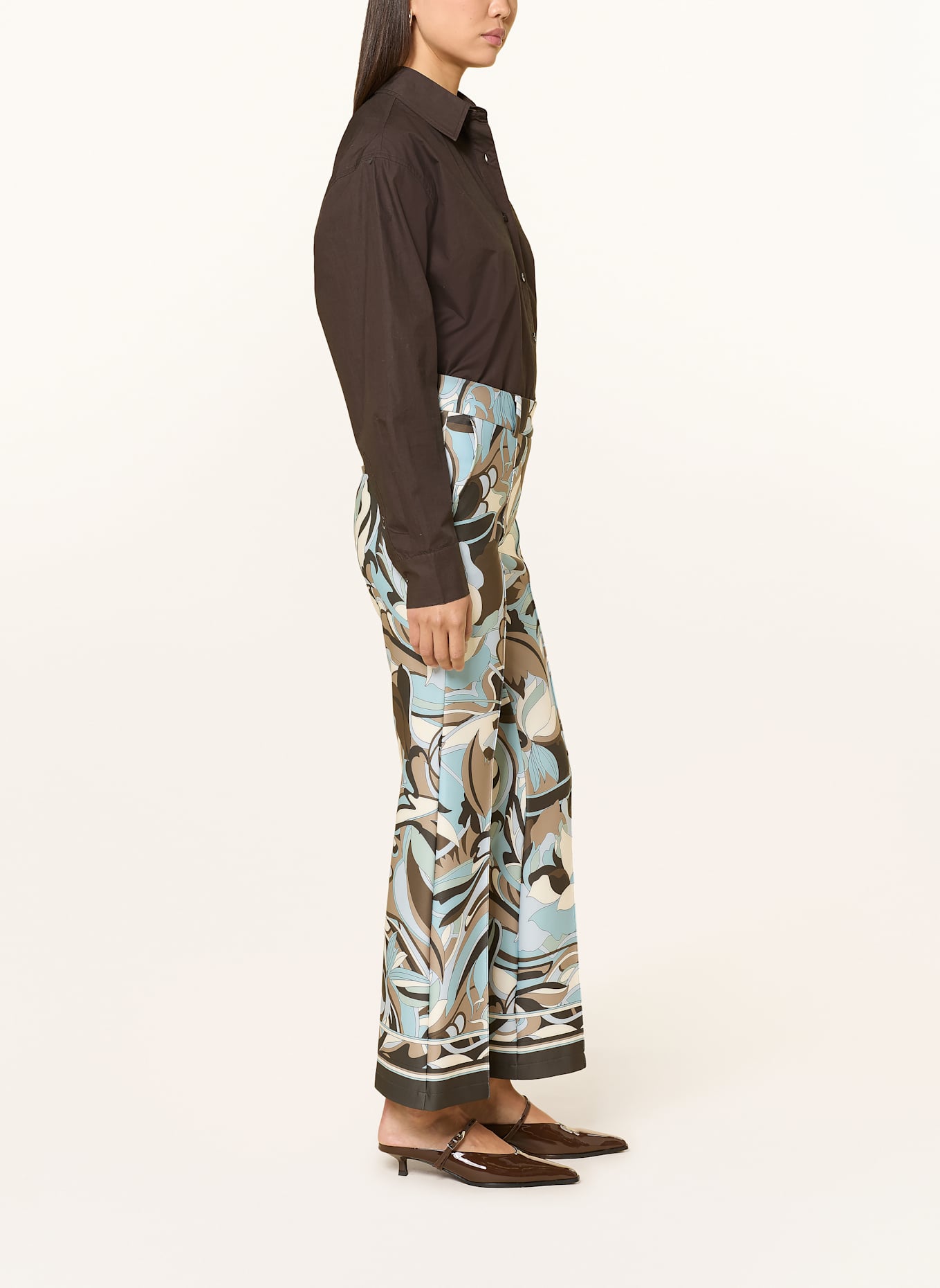 CAMBIO Spodnie FRANCOISE: TURKUSOWY / JASNONIEBIESKI / SZAROBRĄZOWY