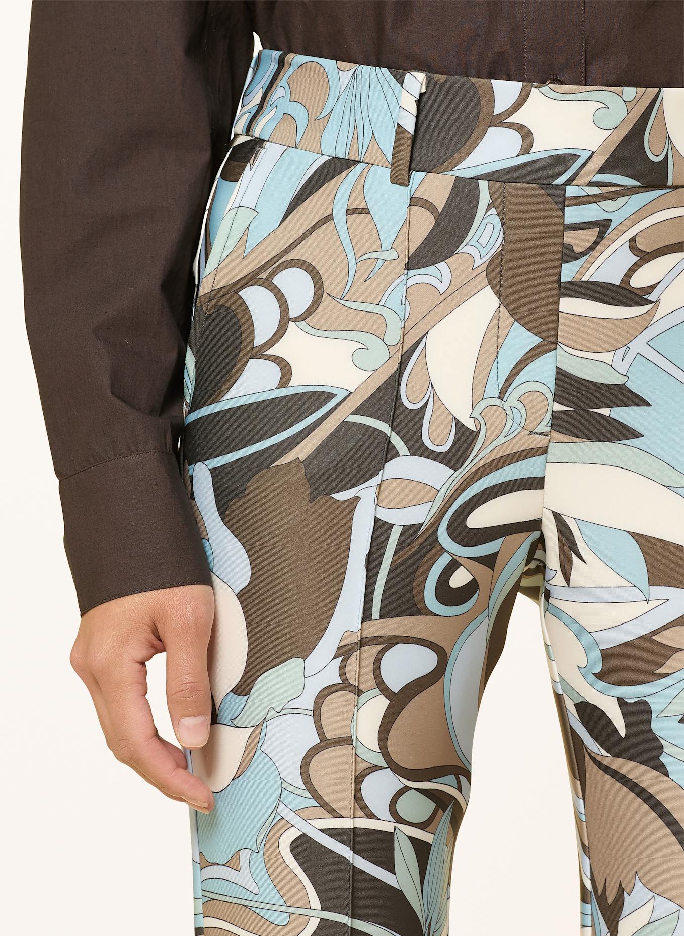 CAMBIO Spodnie FRANCOISE: TURKUSOWY / JASNONIEBIESKI / SZAROBRĄZOWY