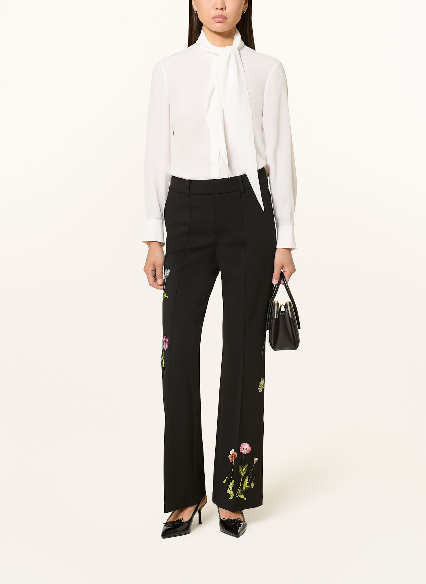 CAMBIO FRANCOISE trousers with embroidery: BLACK