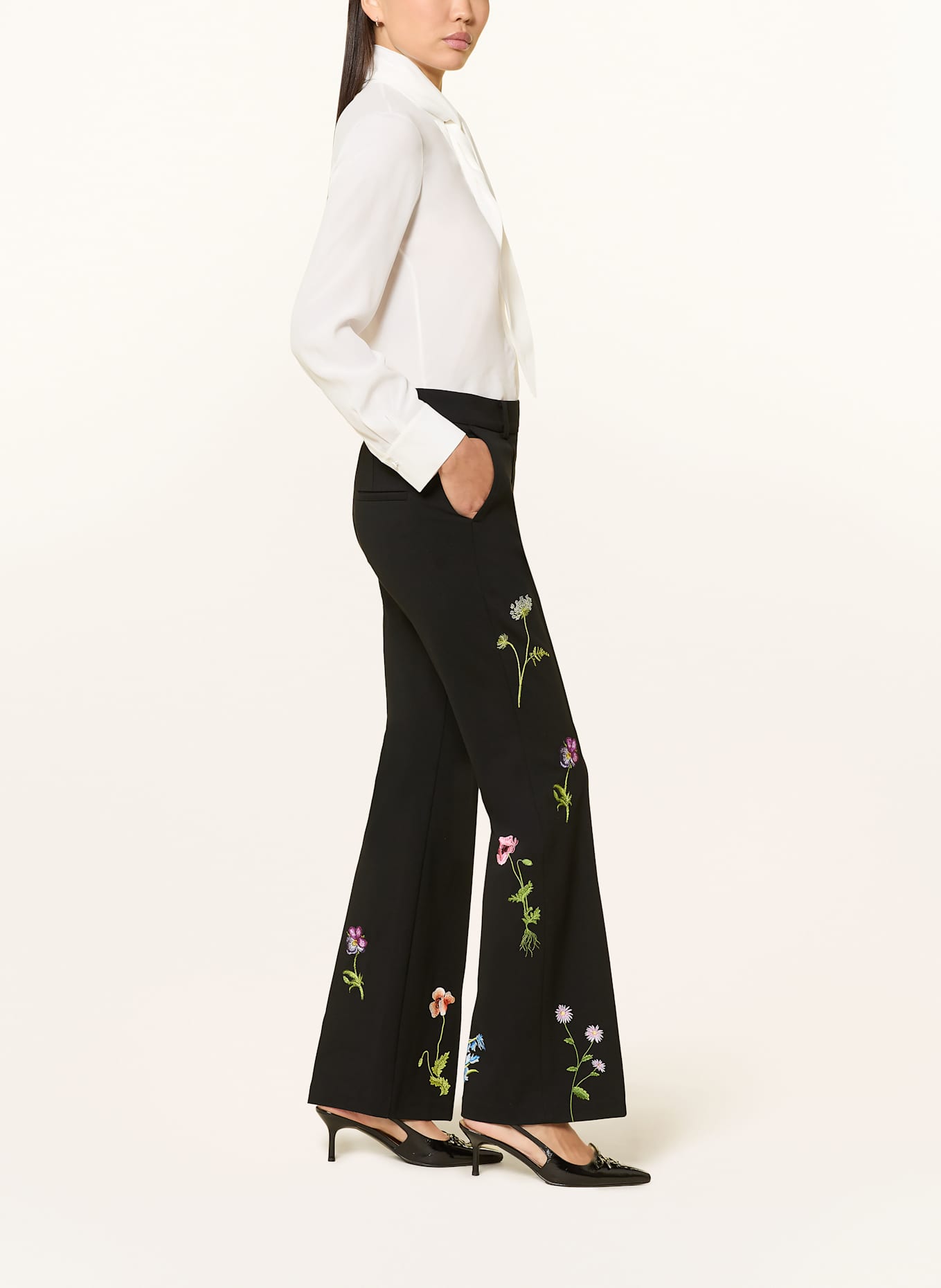 CAMBIO FRANCOISE trousers with embroidery: BLACK