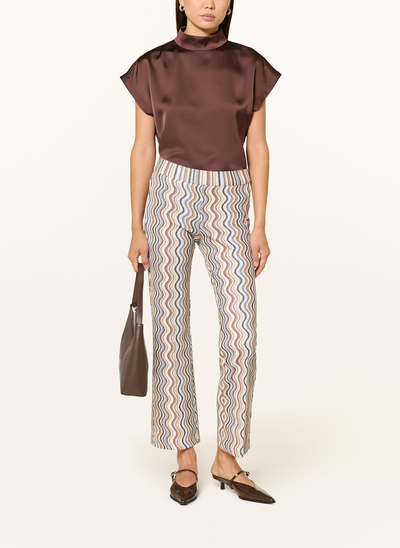 CAMBIO Hose FAITH mit Glitzergarn: HELLLILA / BRAUN / CREME